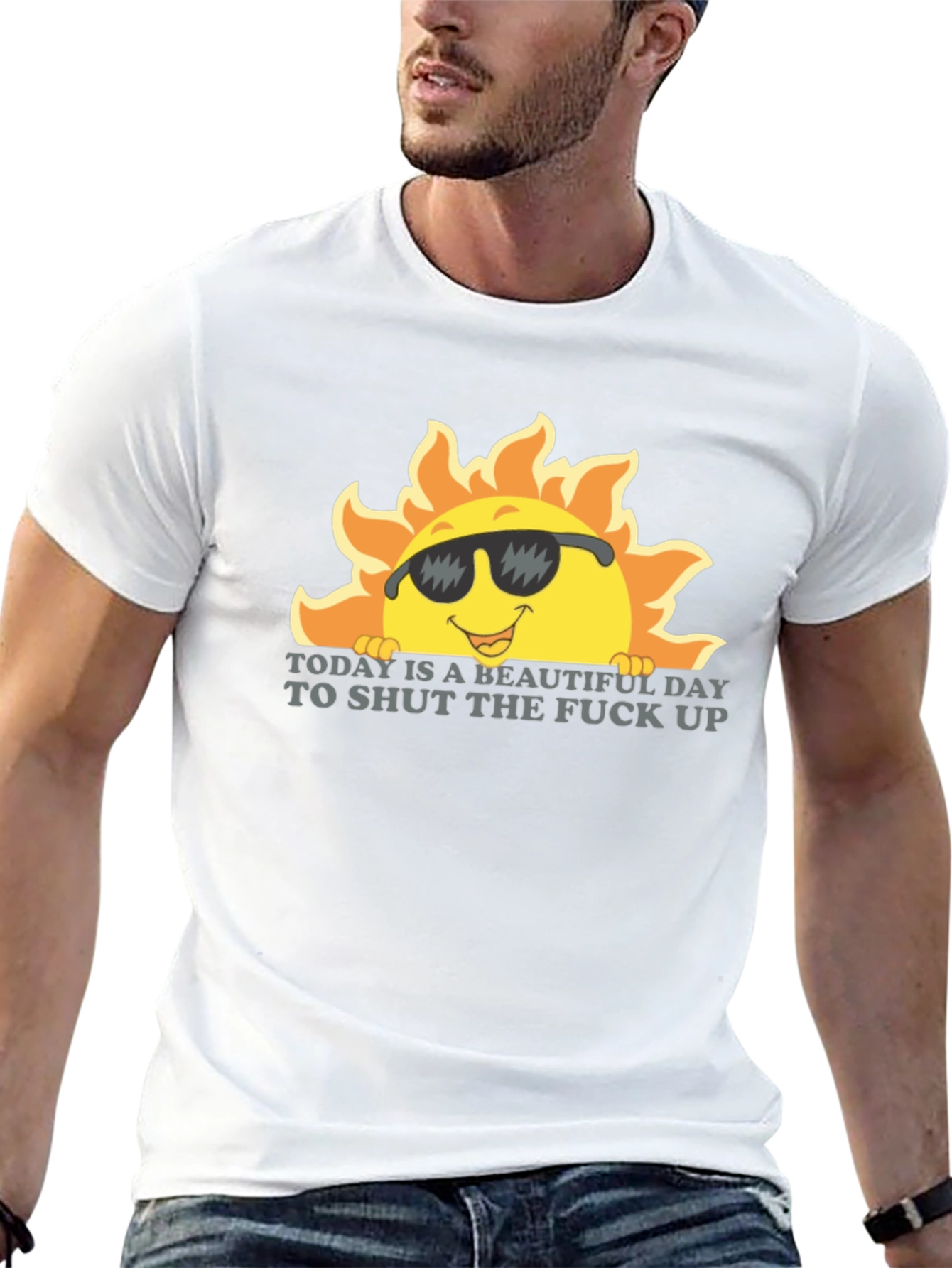 Sarcastic Sun Graphic Tee - Shut Up Black T-Shirt