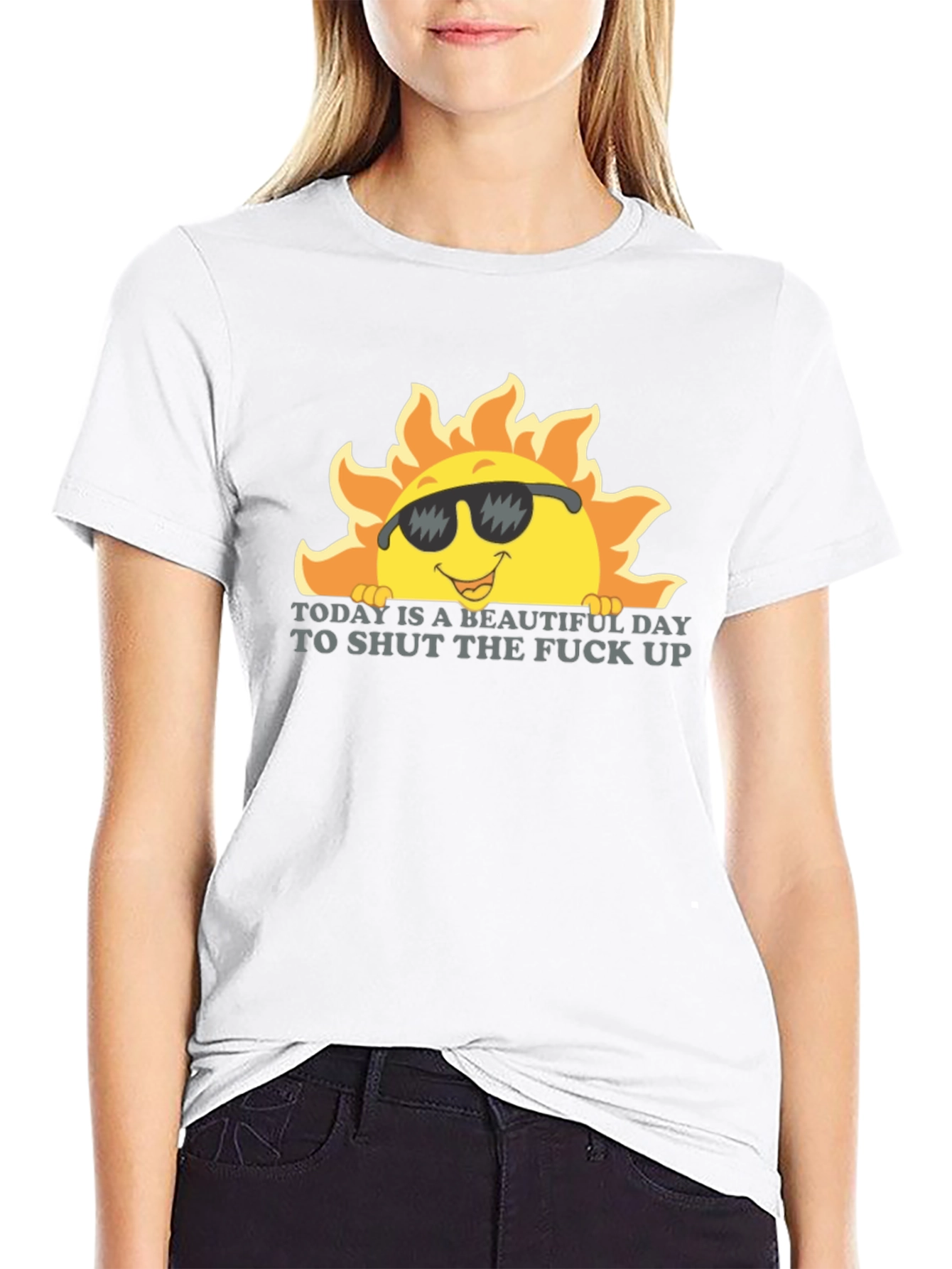 Sarcastic Sun Graphic Tee - Shut Up Black T-Shirt