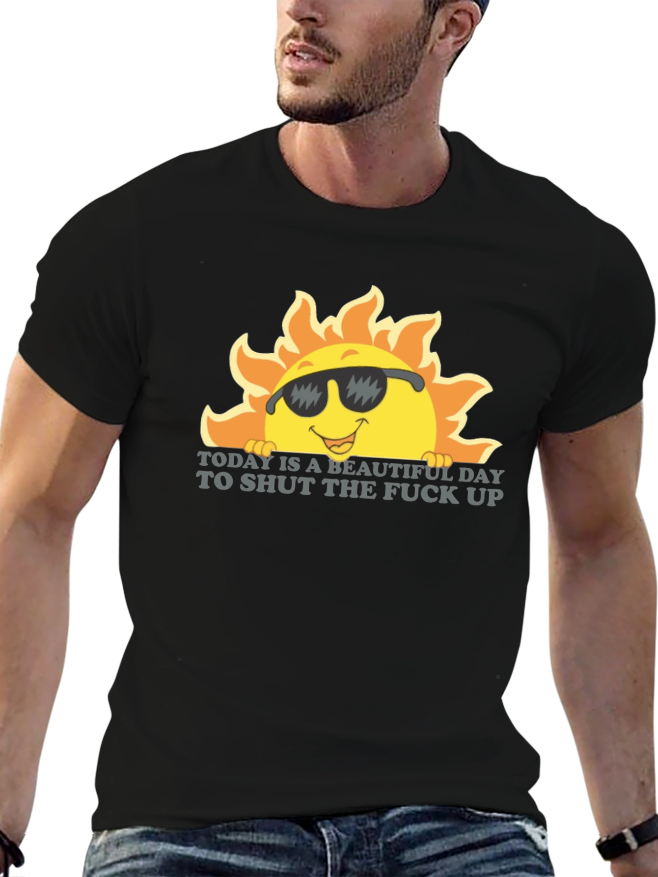 Sarcastic Sun Graphic Tee - Shut Up Black T-Shirt