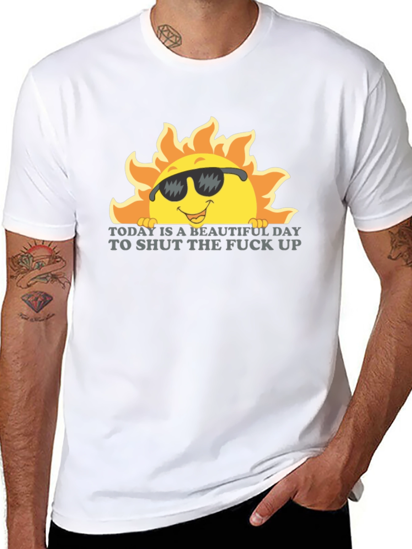 Sarcastic Sun Graphic Tee - Shut Up Black T-Shirt