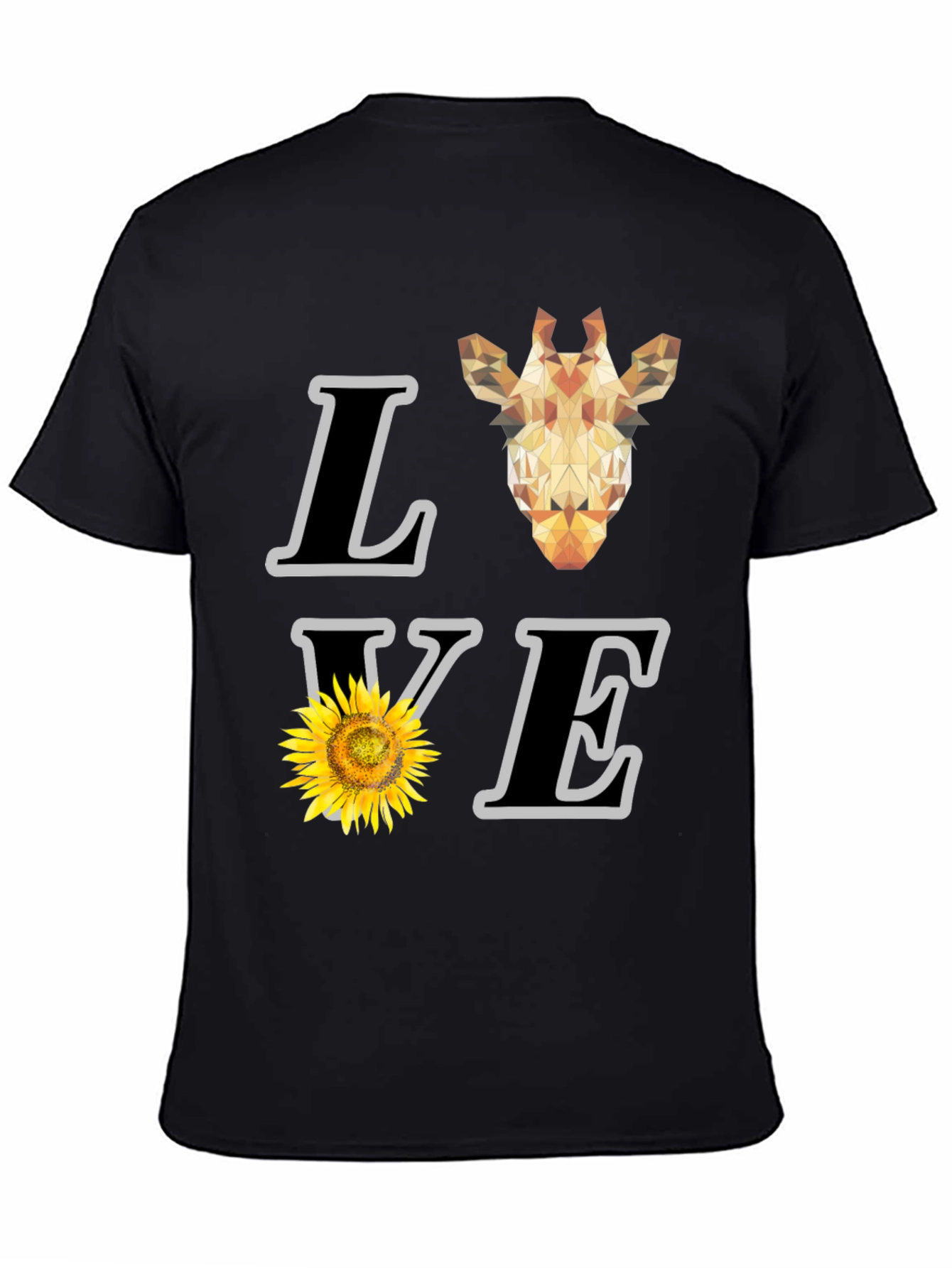 Love Giraffe Sunflower Graphic T-Shirt
