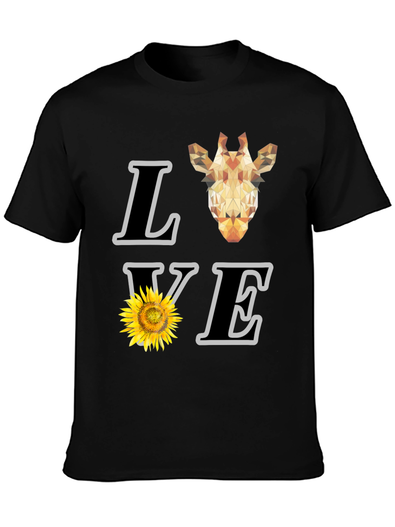 Love Giraffe Sunflower Graphic T-Shirt