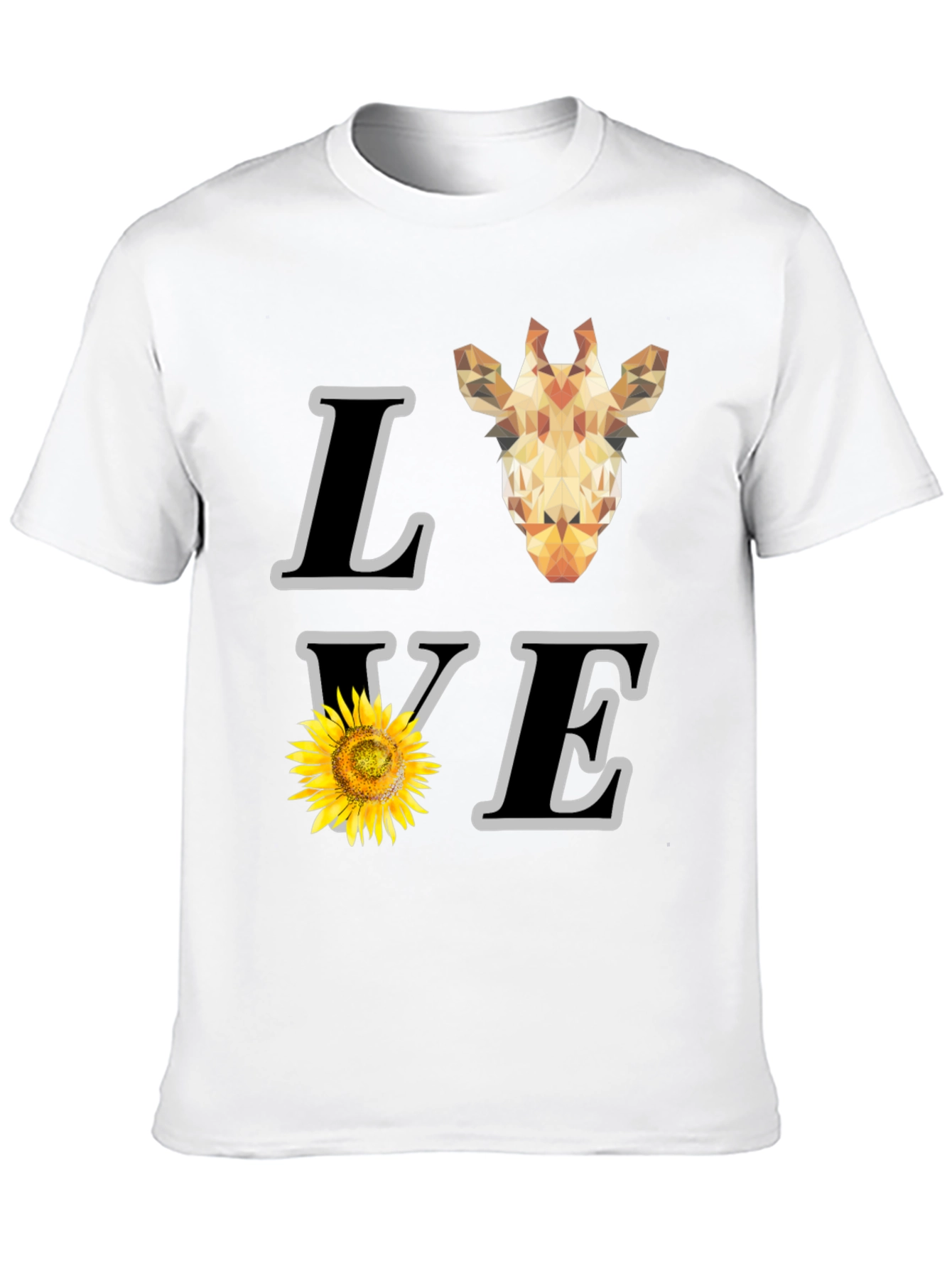 Love Giraffe Sunflower Graphic T-Shirt