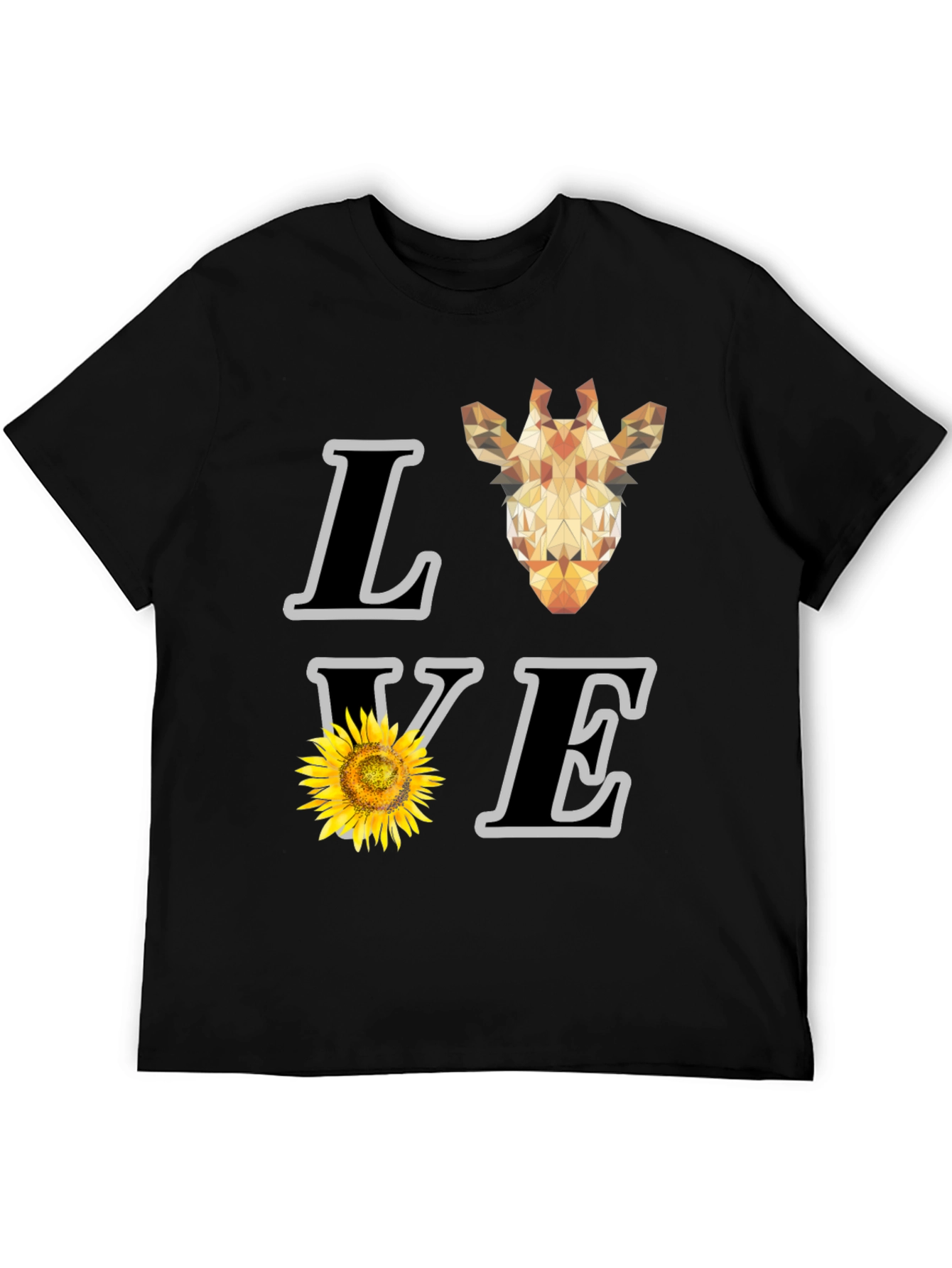 Love Giraffe Sunflower Graphic T-Shirt