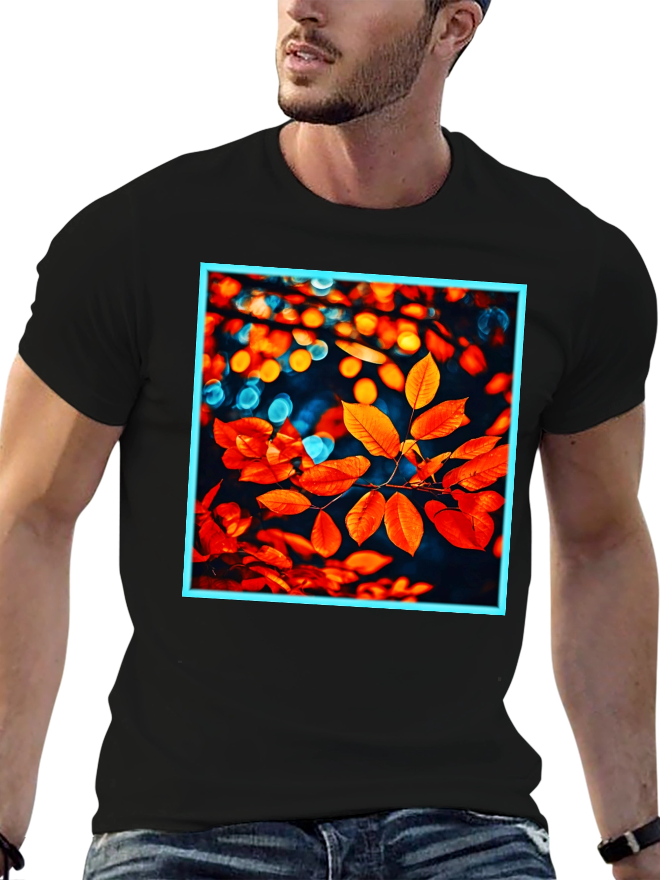 Autumn Leaves Graphic Tee - Stylish Nature Print