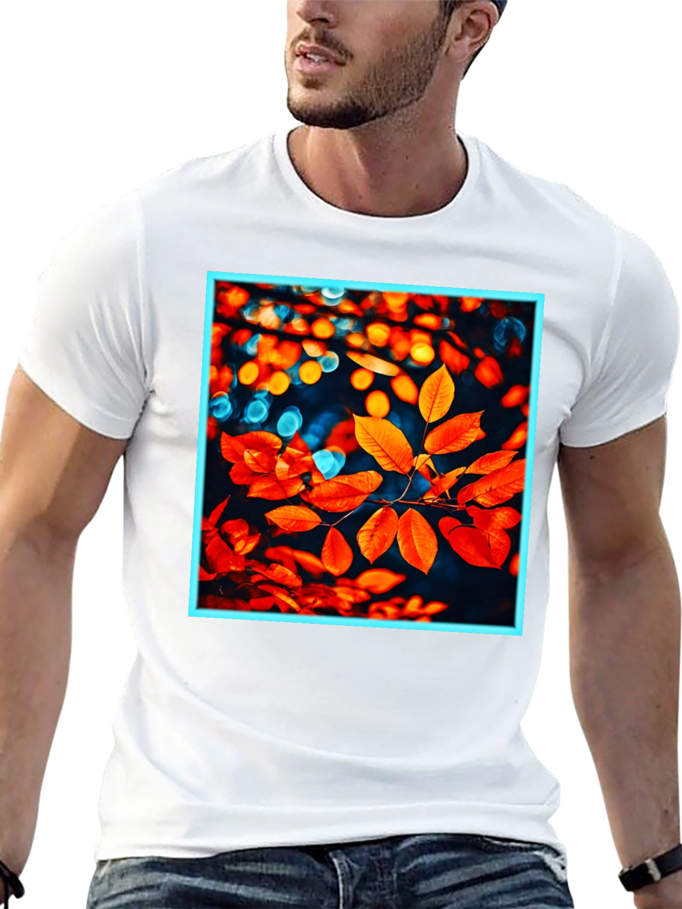 Autumn Leaves Graphic Tee - Stylish Nature Print