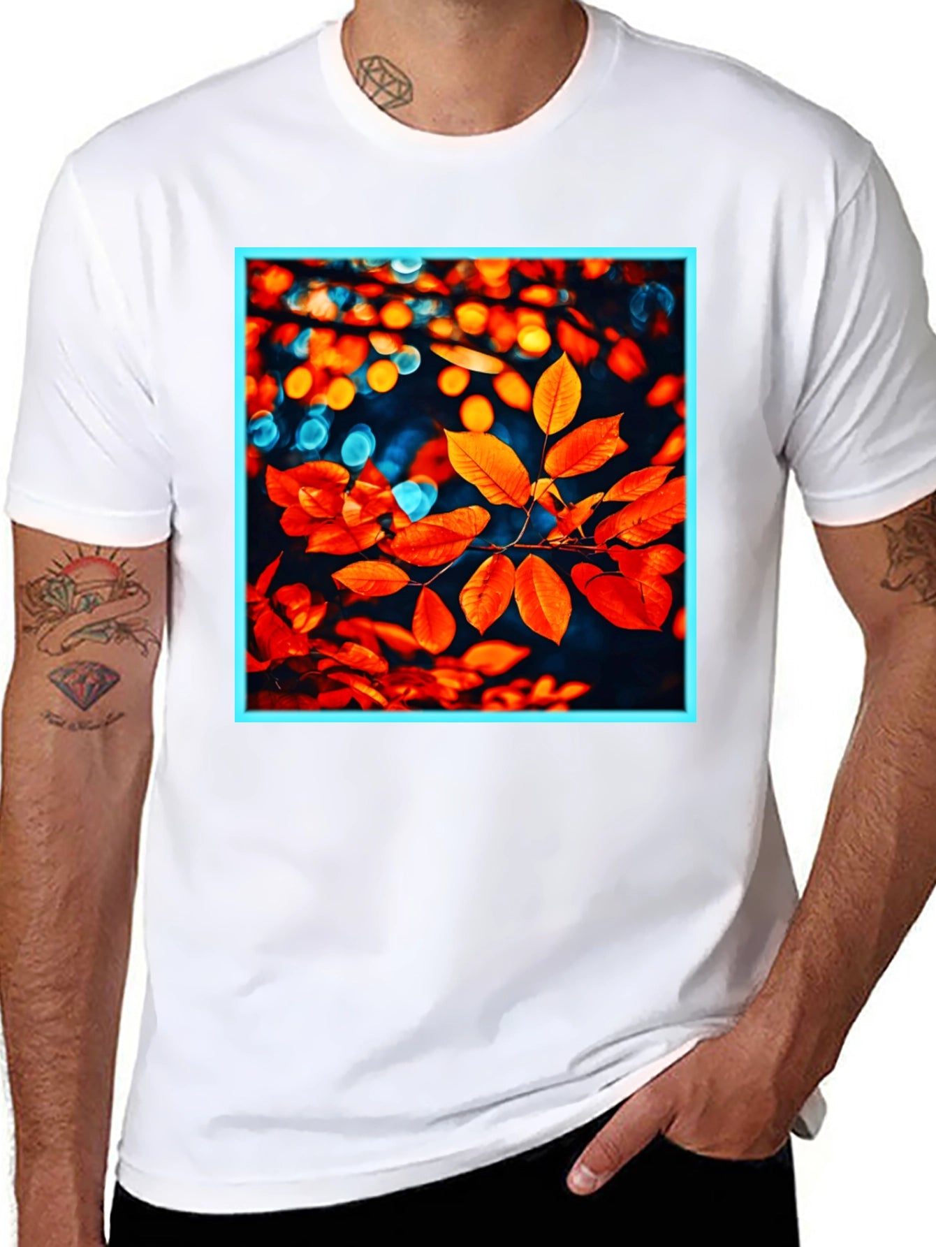 Autumn Leaves Graphic Tee - Stylish Nature Print