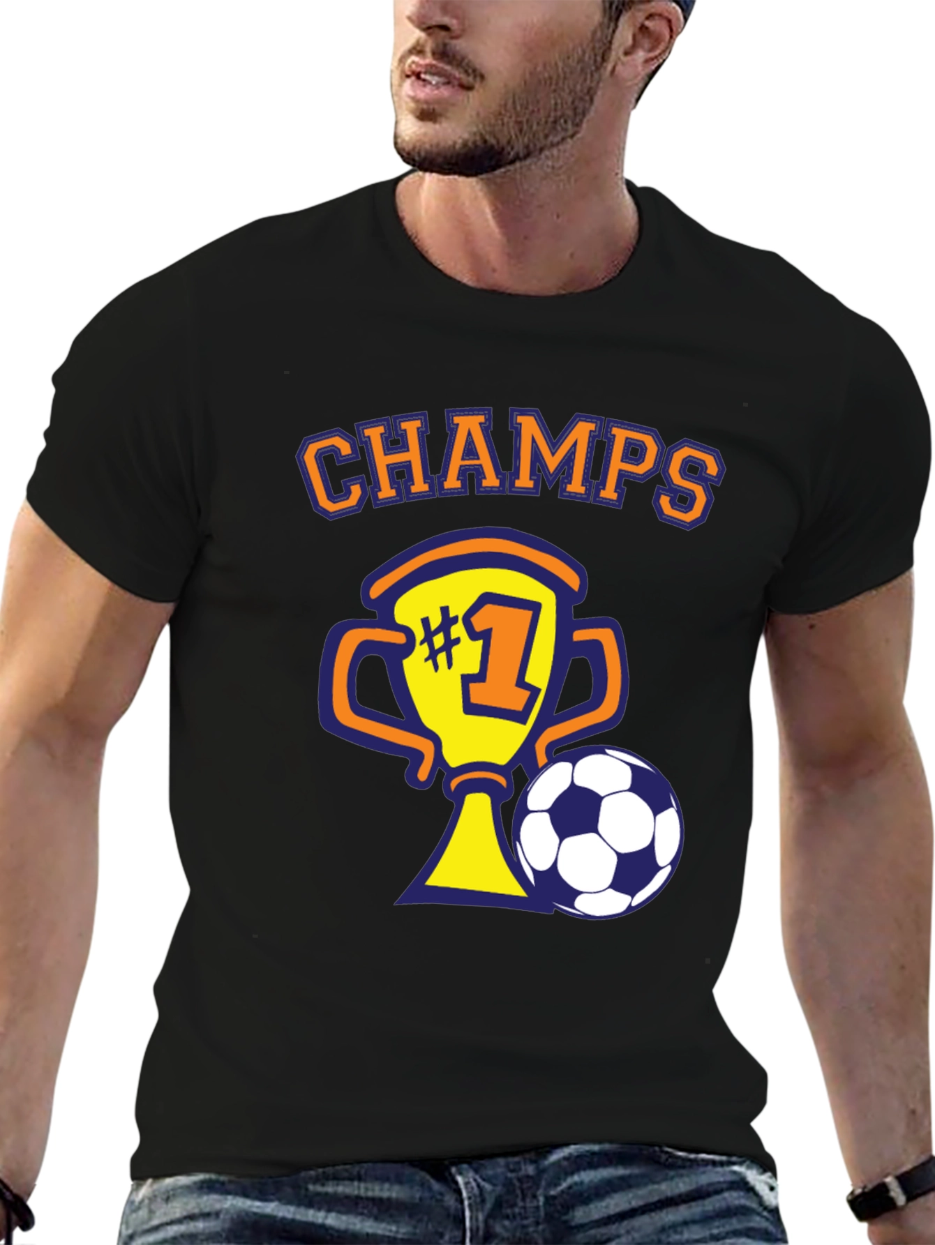 Soccer Champs T-Shirt - Number One Trophy Design