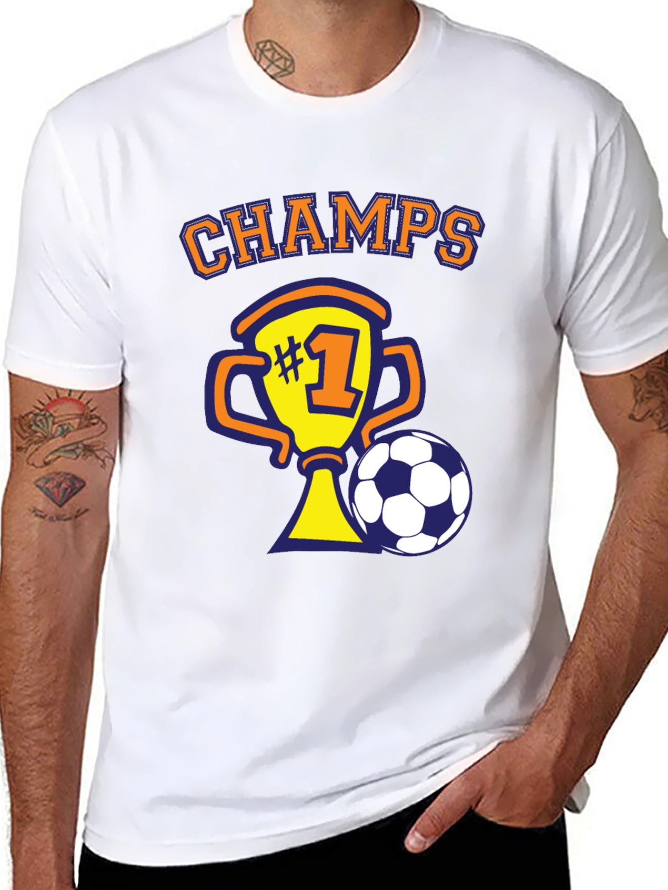 Soccer Champs T-Shirt - Number One Trophy Design