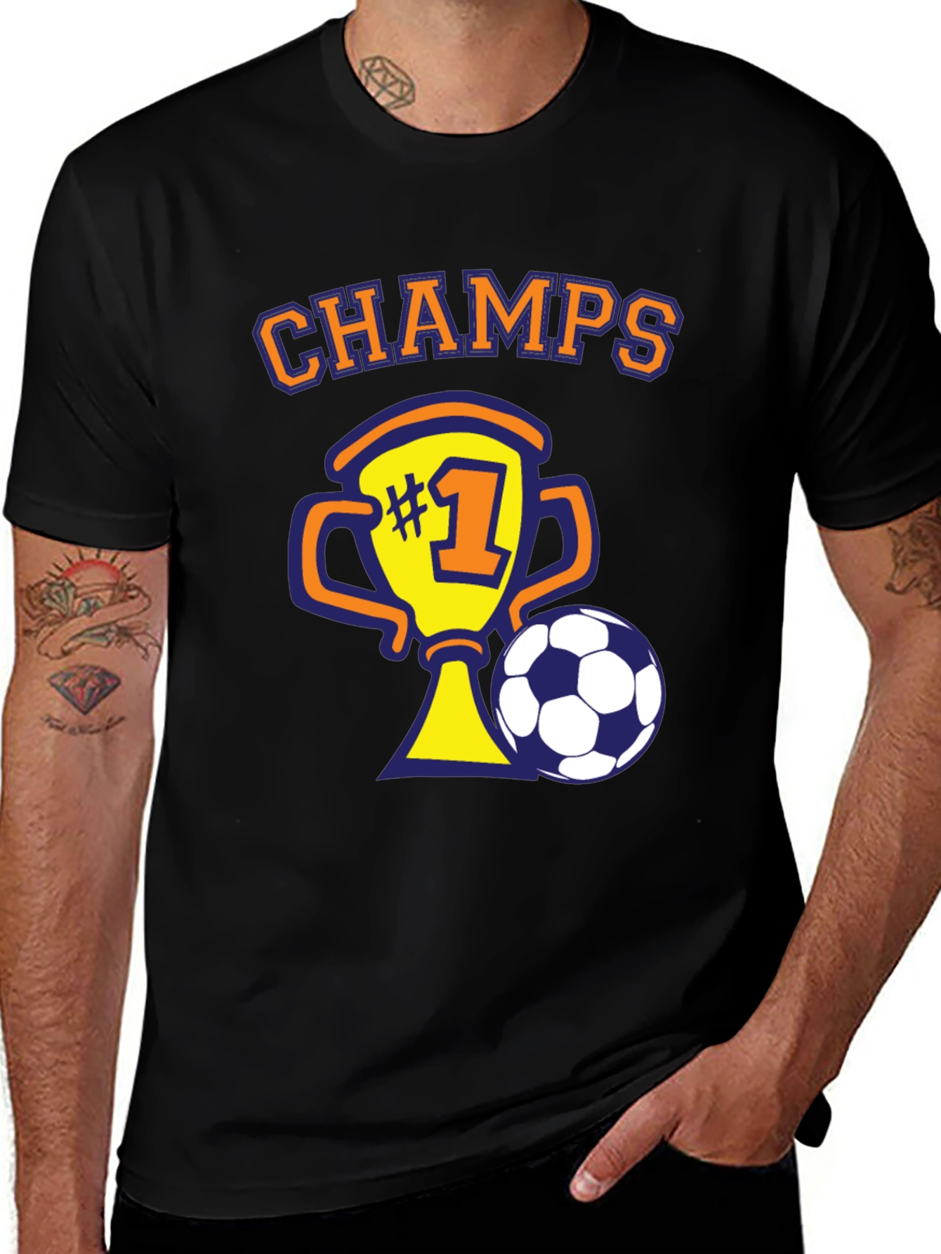 Soccer Champs T-Shirt - Number One Trophy Design