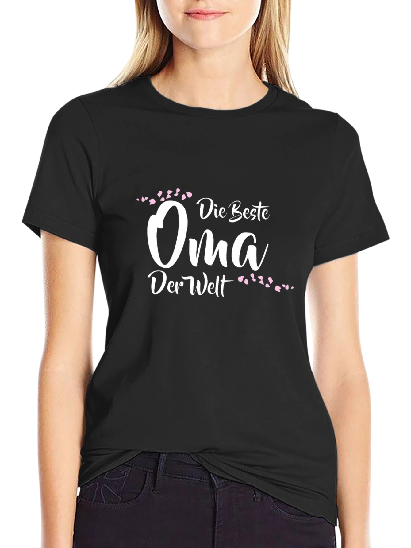 Die Beste Oma T-Shirt - Black Crew Neck Tee