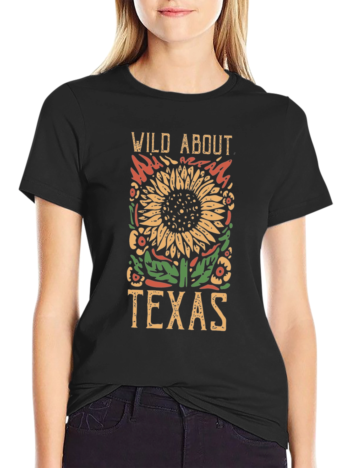 Wild About Texas Graphic Tee - Black Cotton T-Shirt