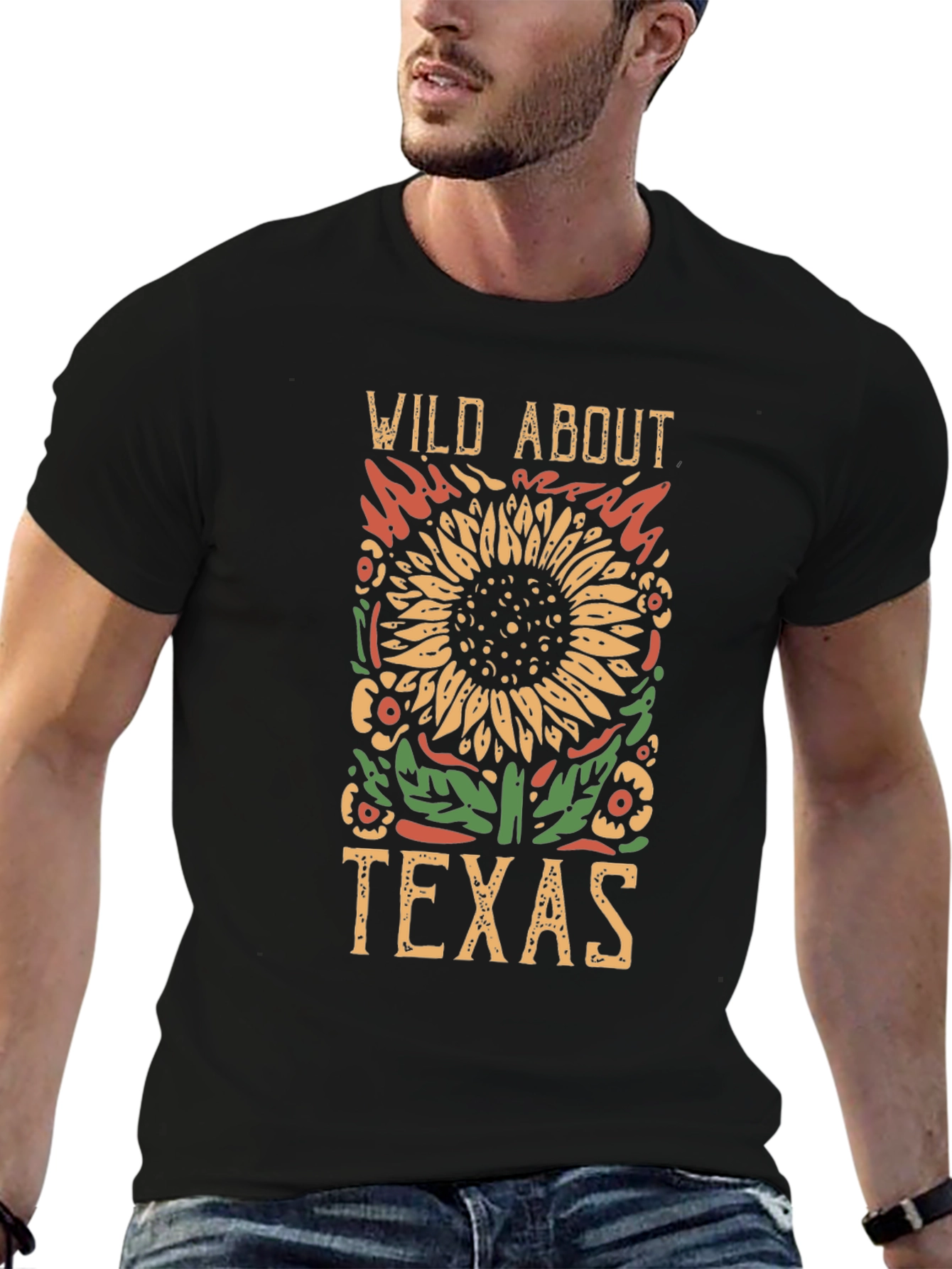 Wild About Texas Graphic Tee - Black Cotton T-Shirt