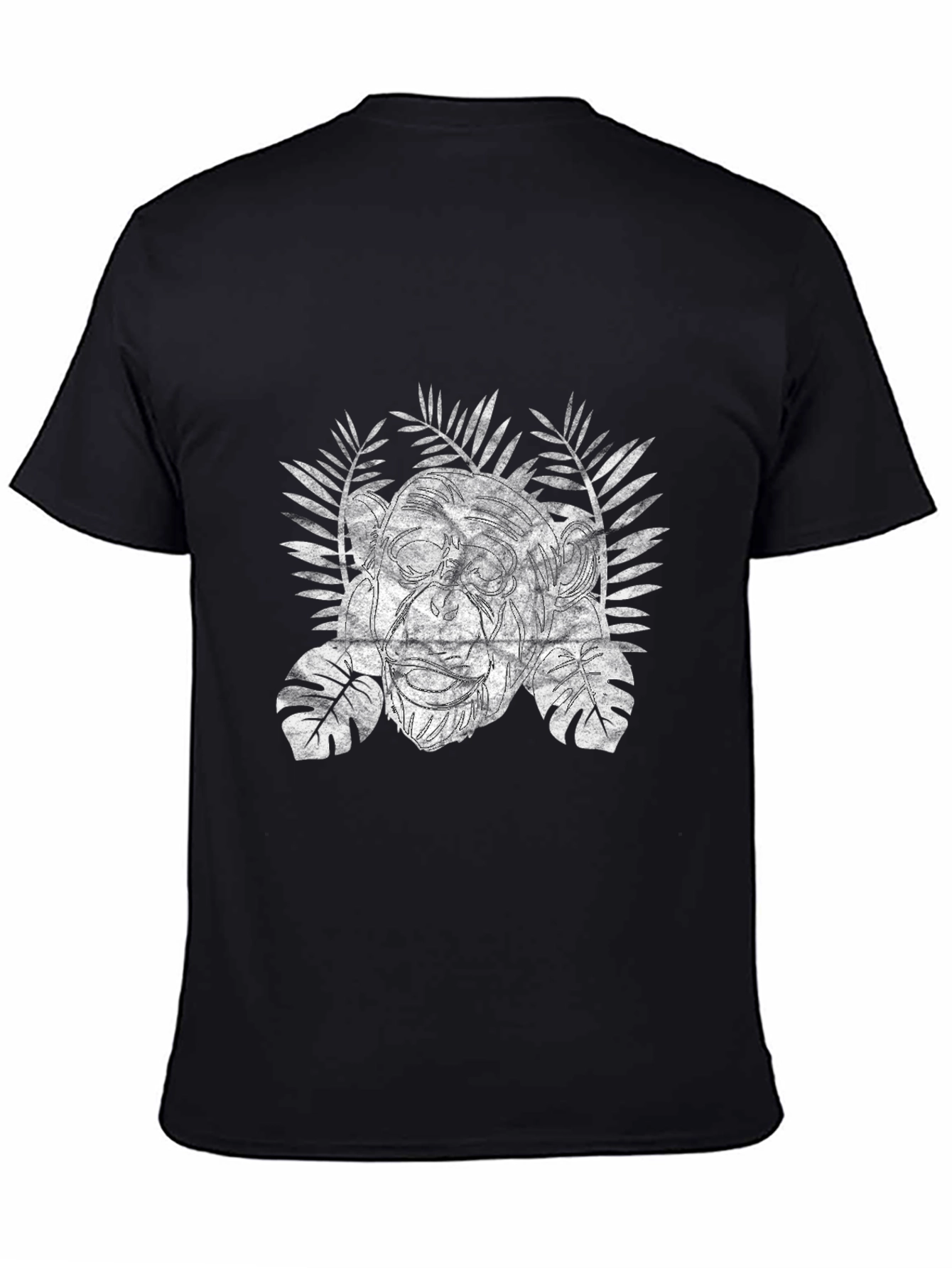 Tropical Grunge Graphic Tee - Black Cotton Blend T-Shirt
