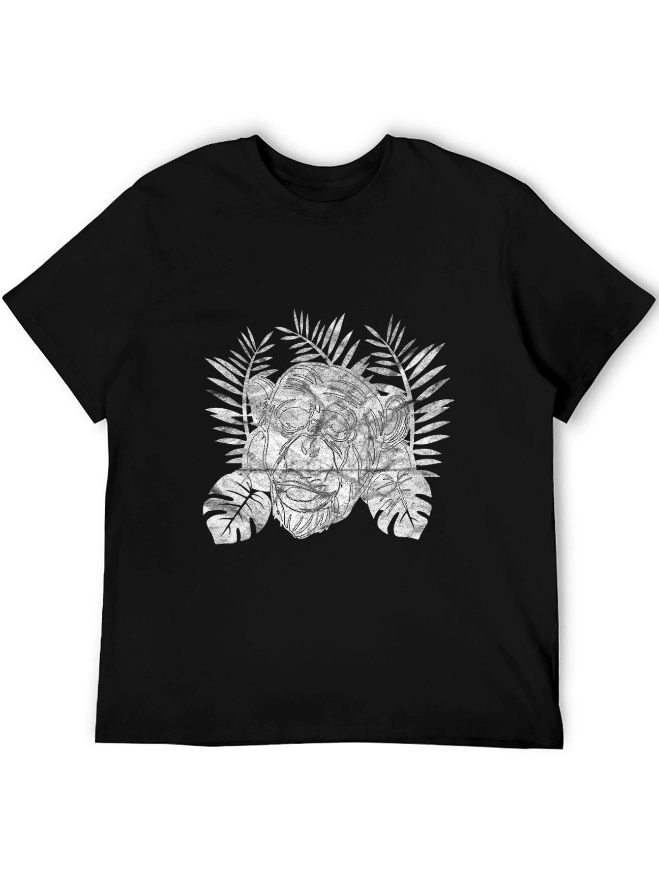 Tropical Grunge Graphic Tee - Black Cotton Blend T-Shirt