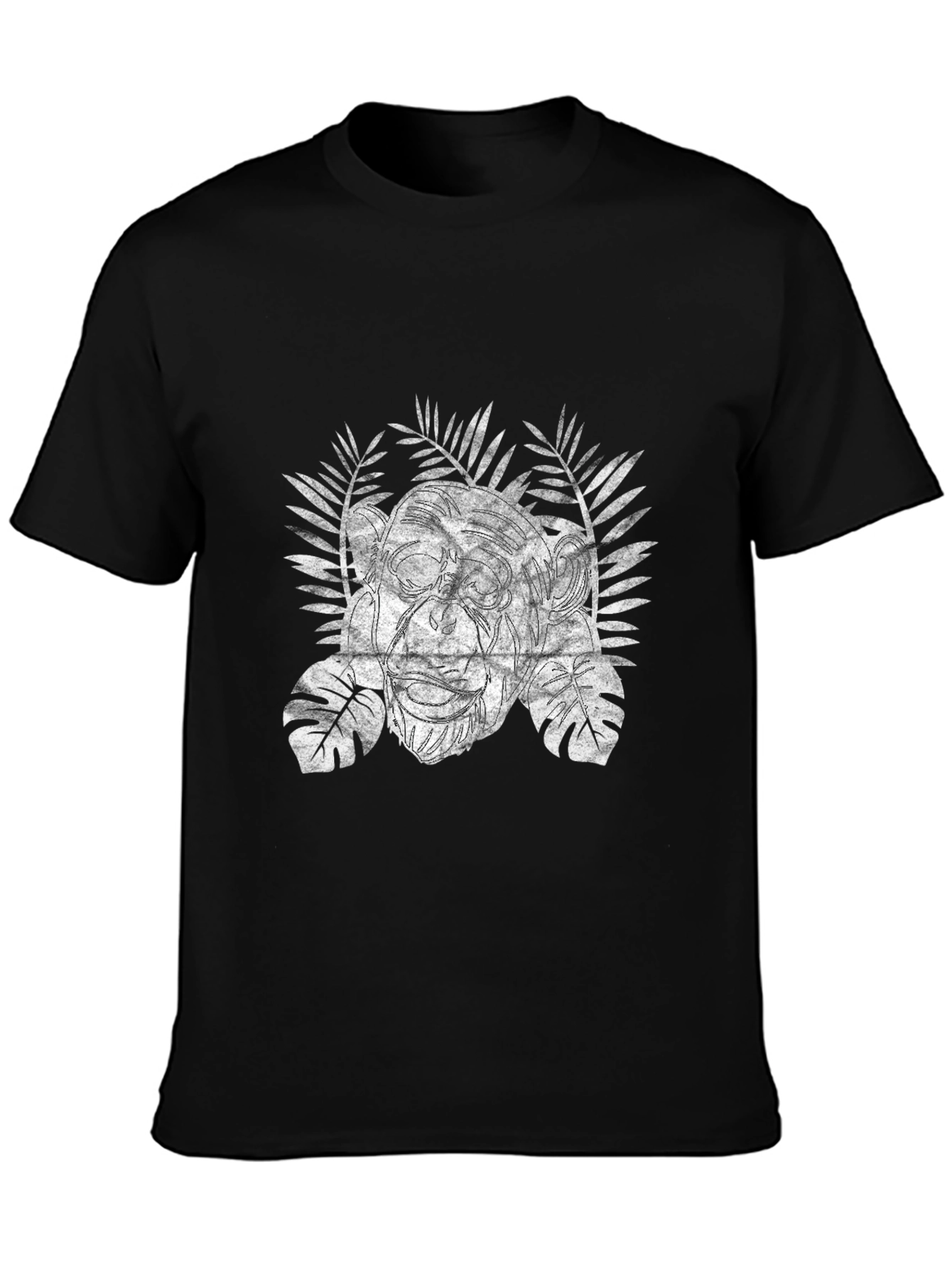 Tropical Grunge Graphic Tee - Black Cotton Blend T-Shirt