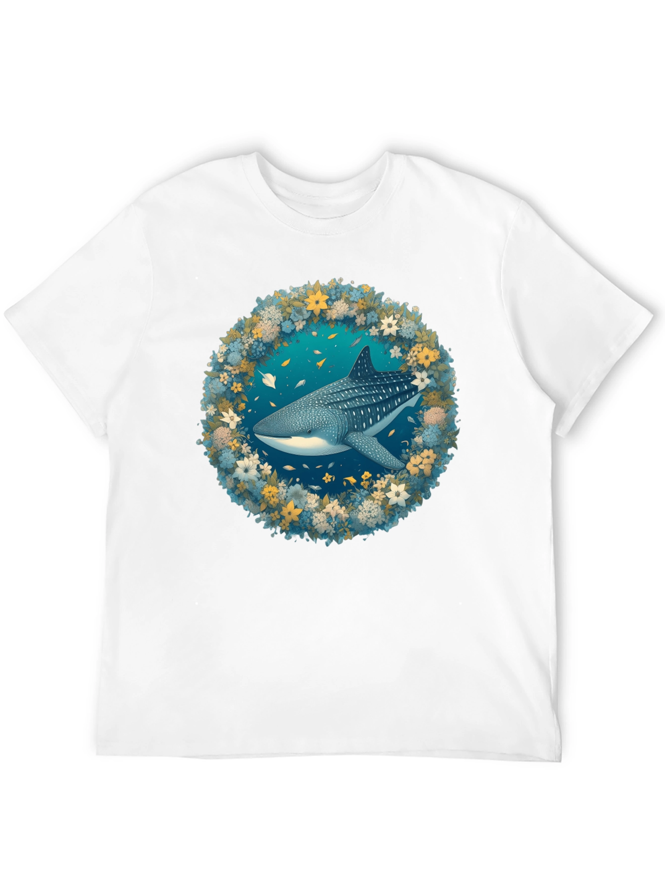Whale Shark Floral Wreath Graphic Tee