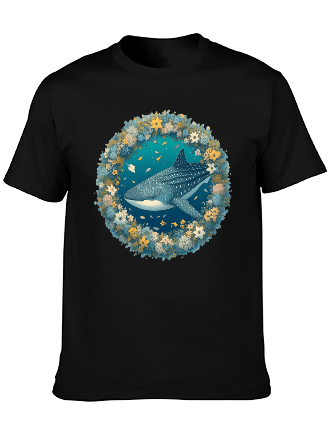 Whale Shark Floral Wreath Graphic Tee