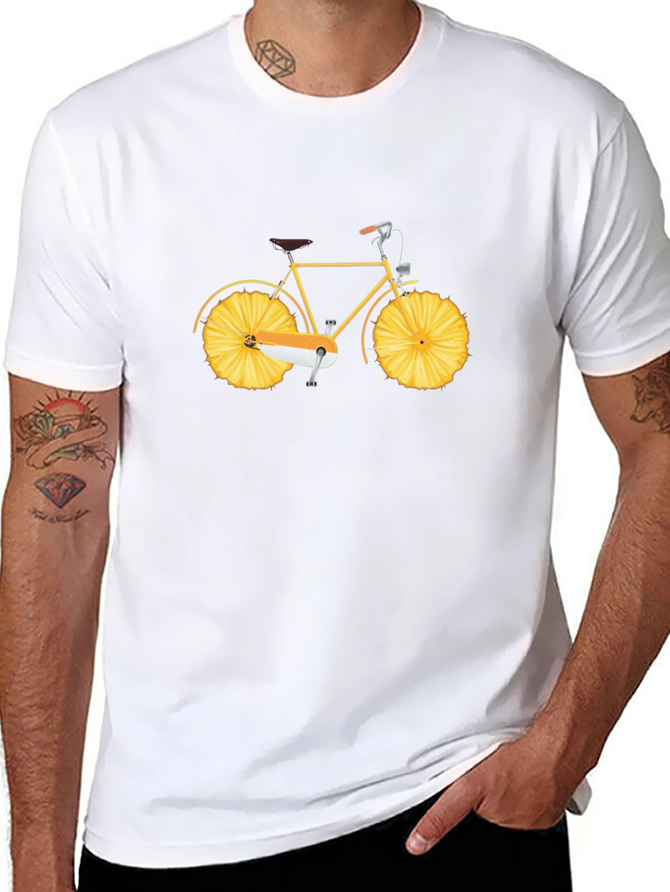 Novelty T-Shirt - Bike with Pineapple Wheels