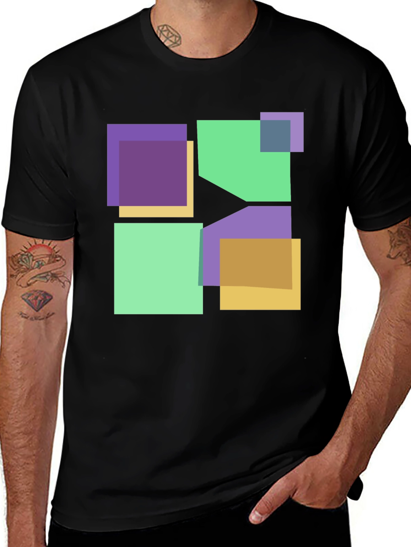 Geometric Squares Graphic T-Shirt