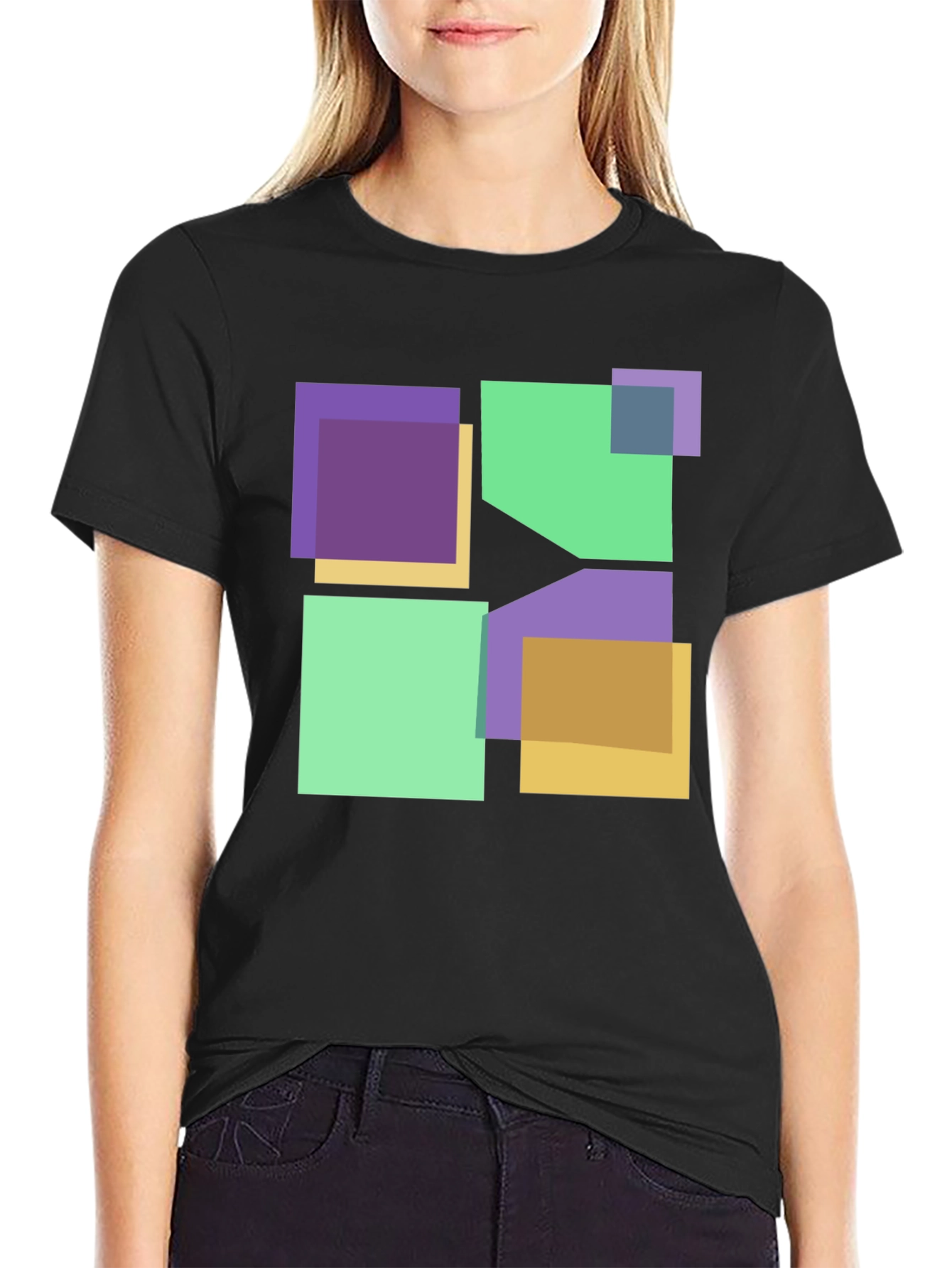 Geometric Squares Graphic T-Shirt