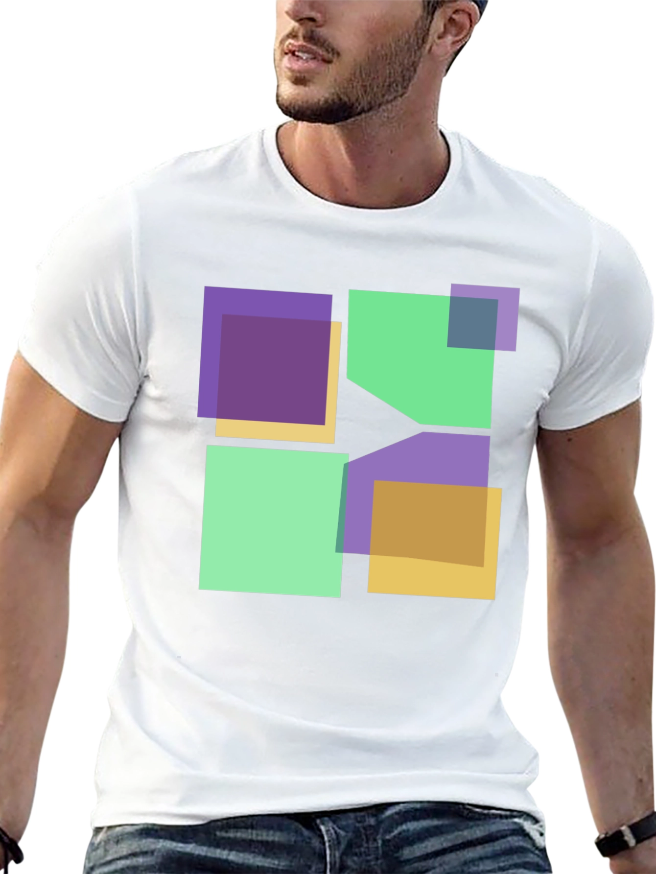 Geometric Squares Graphic T-Shirt