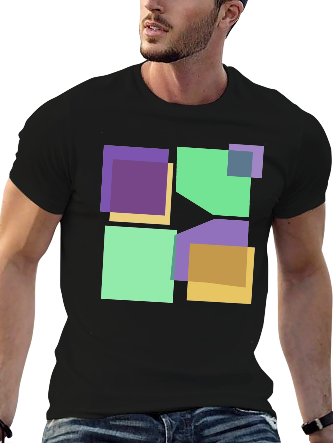 Geometric Squares Graphic T-Shirt
