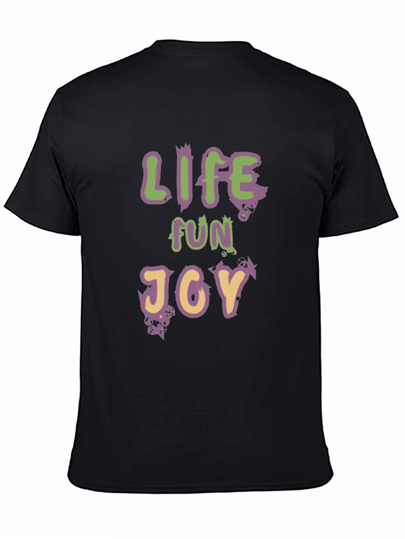 Life Fun Joy Graphic Tee - Black Casual T-Shirt