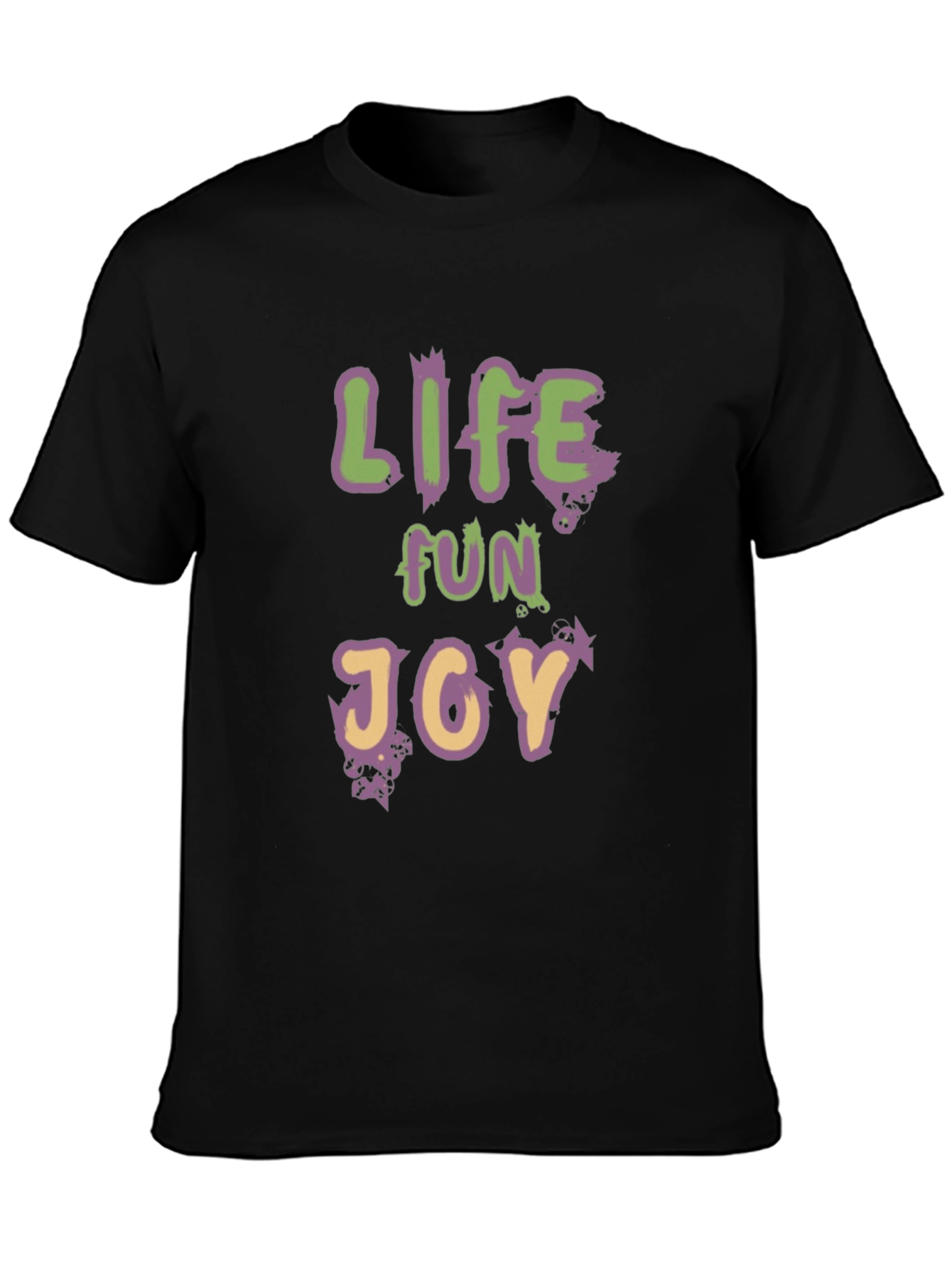 Life Fun Joy Graphic Tee - Black Casual T-Shirt