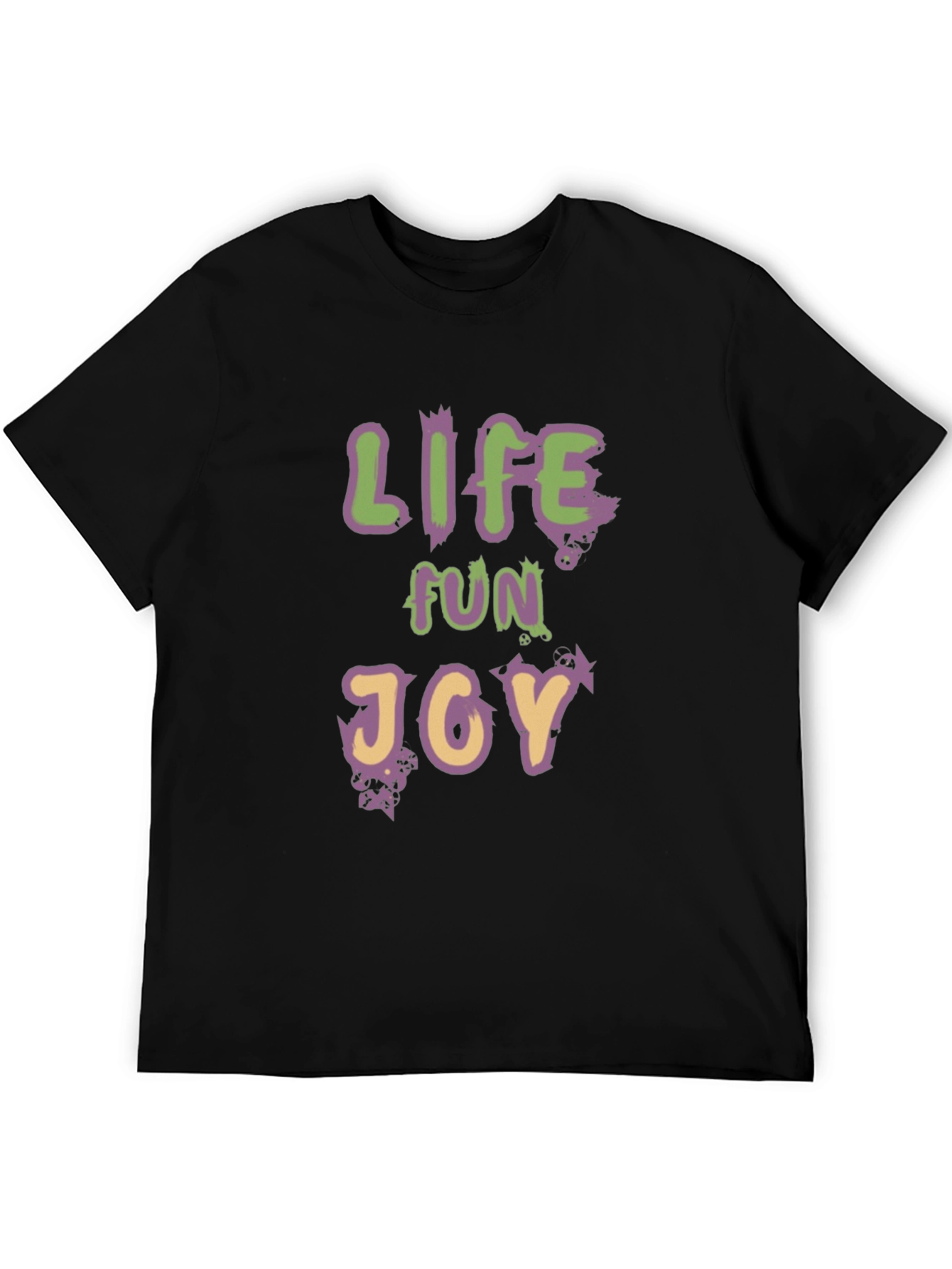 Life Fun Joy Graphic Tee - Black Casual T-Shirt