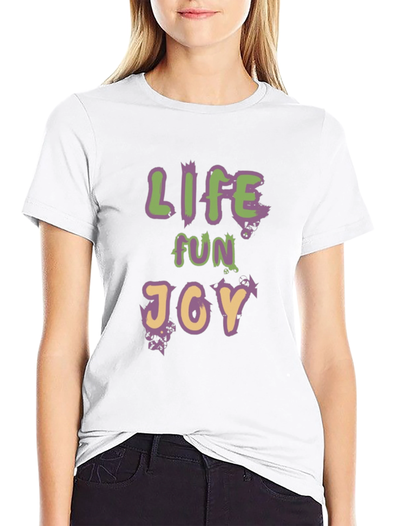 Life Fun Joy Graphic Tee - Black Casual T-Shirt