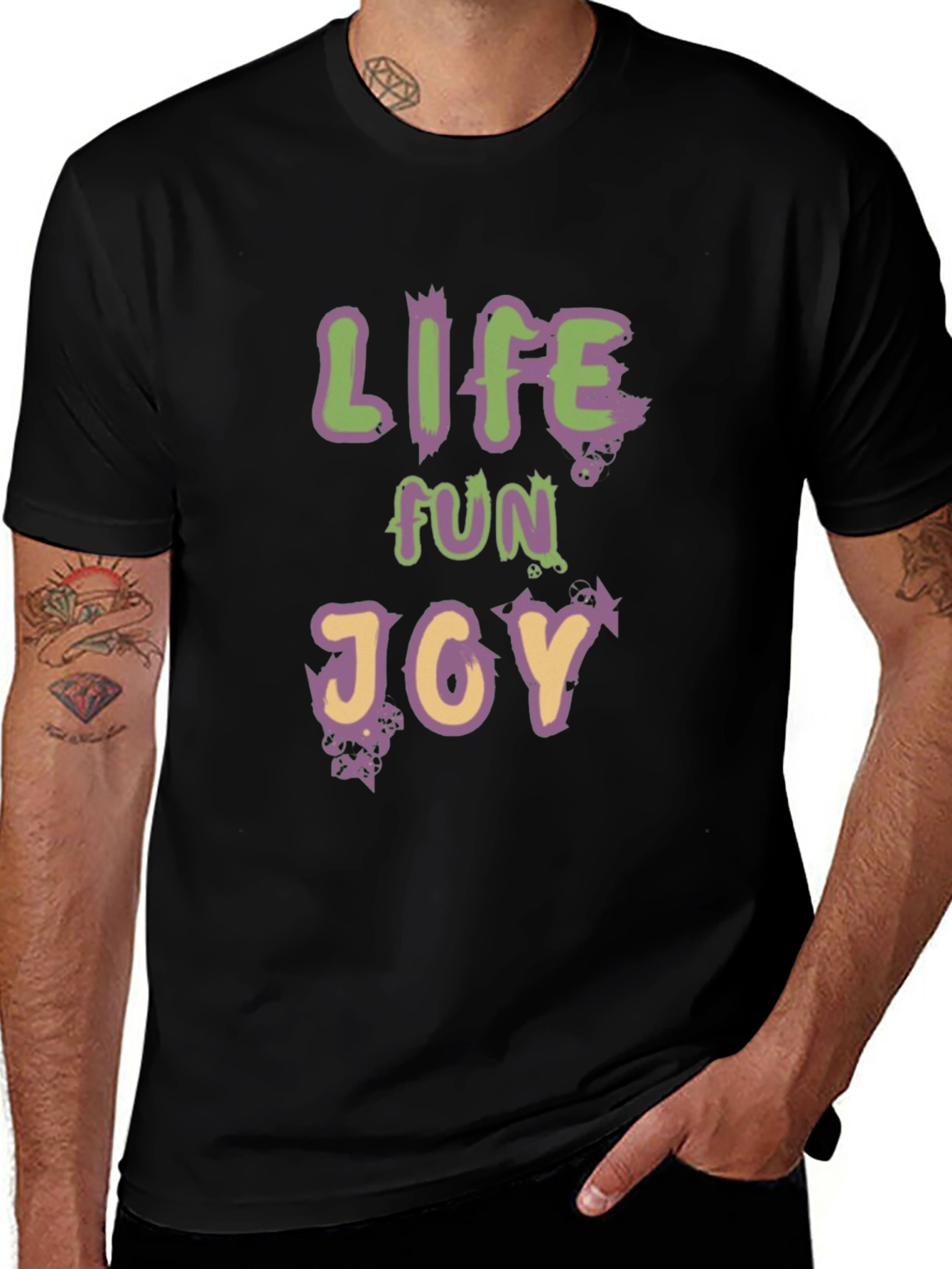 Life Fun Joy Graphic Tee - Black Casual T-Shirt