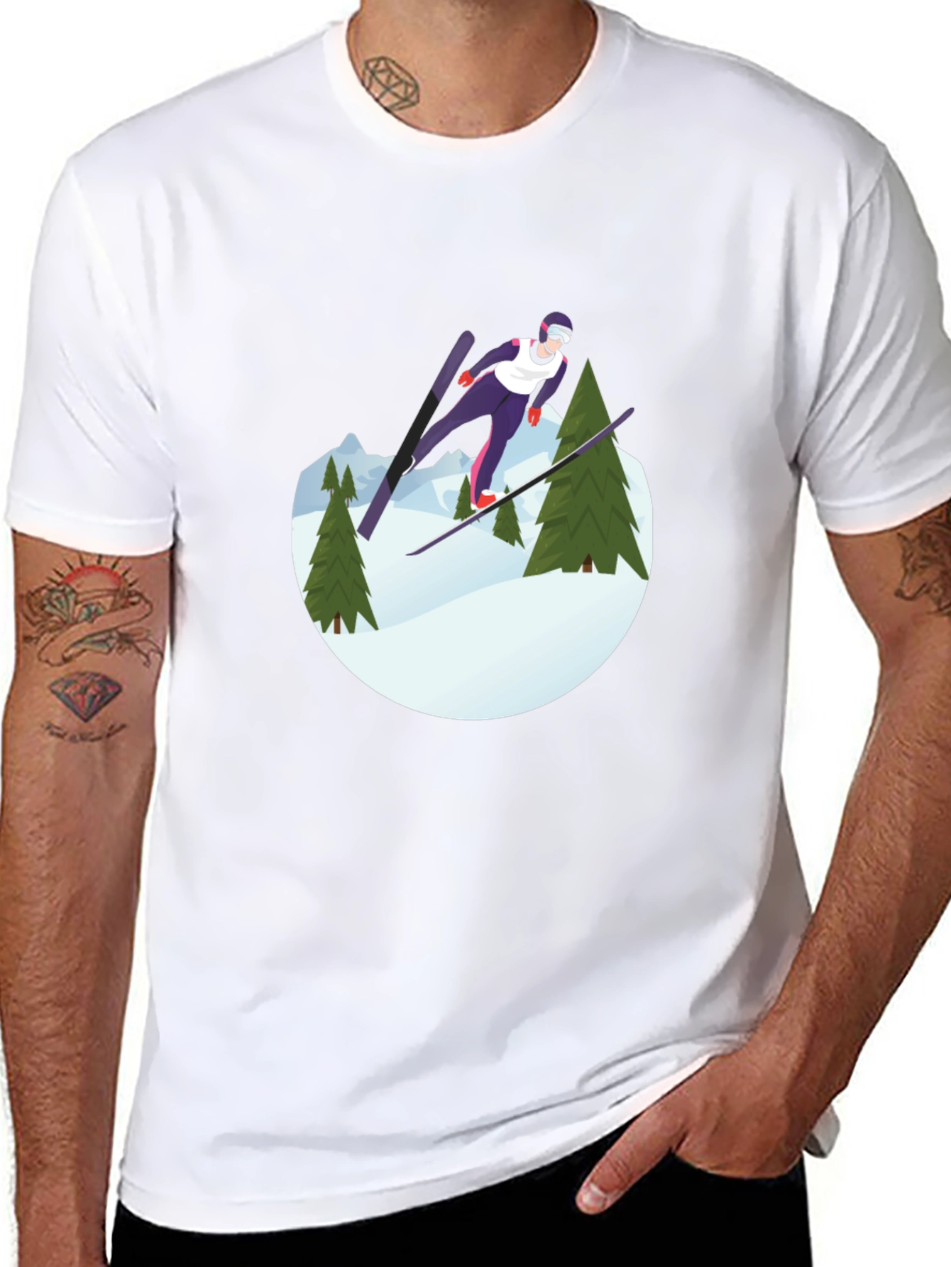 Ski Jumper Graphic Tee - Black Unisex Shirt