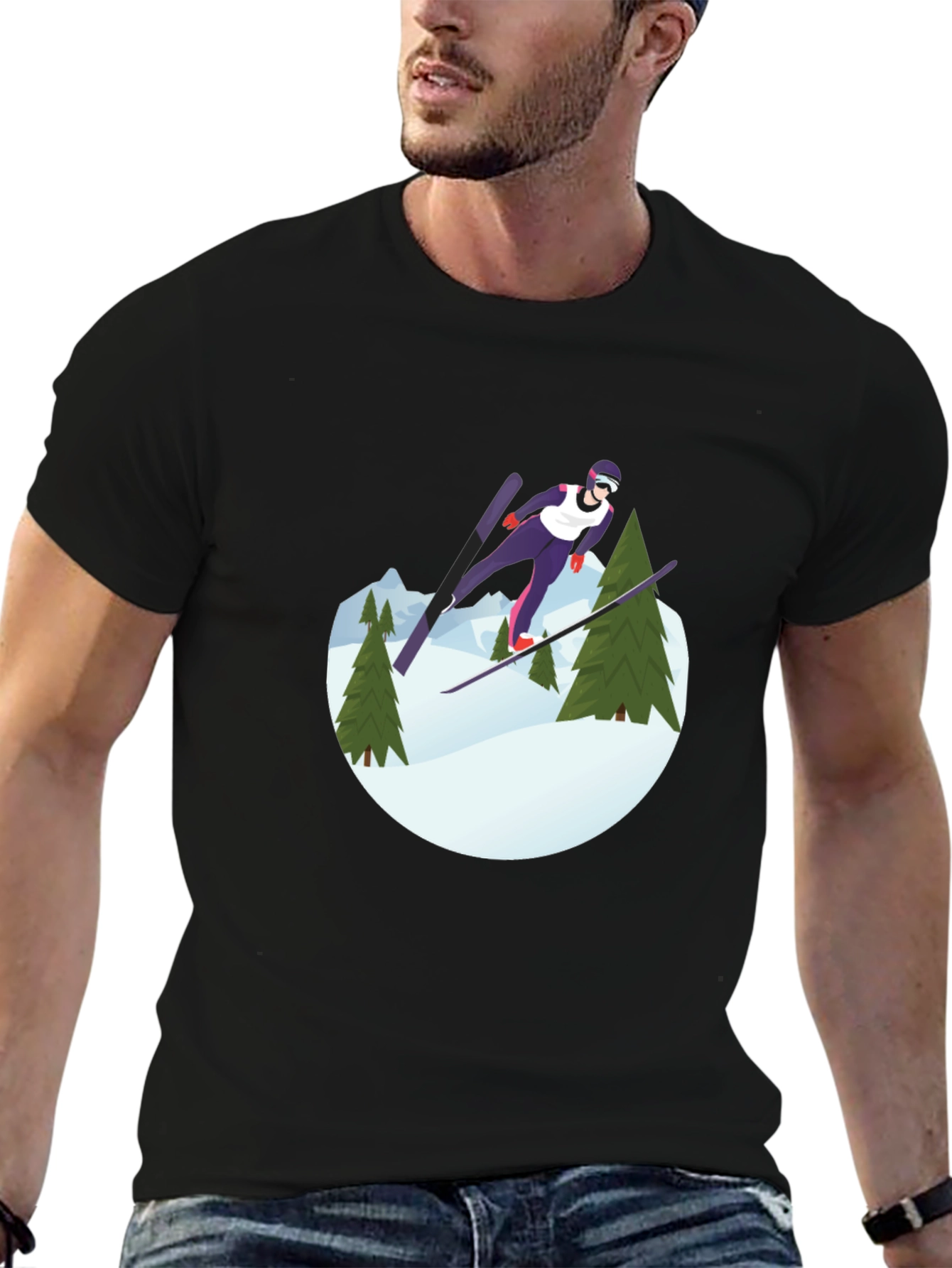 Ski Jumper Graphic Tee - Black Unisex Shirt