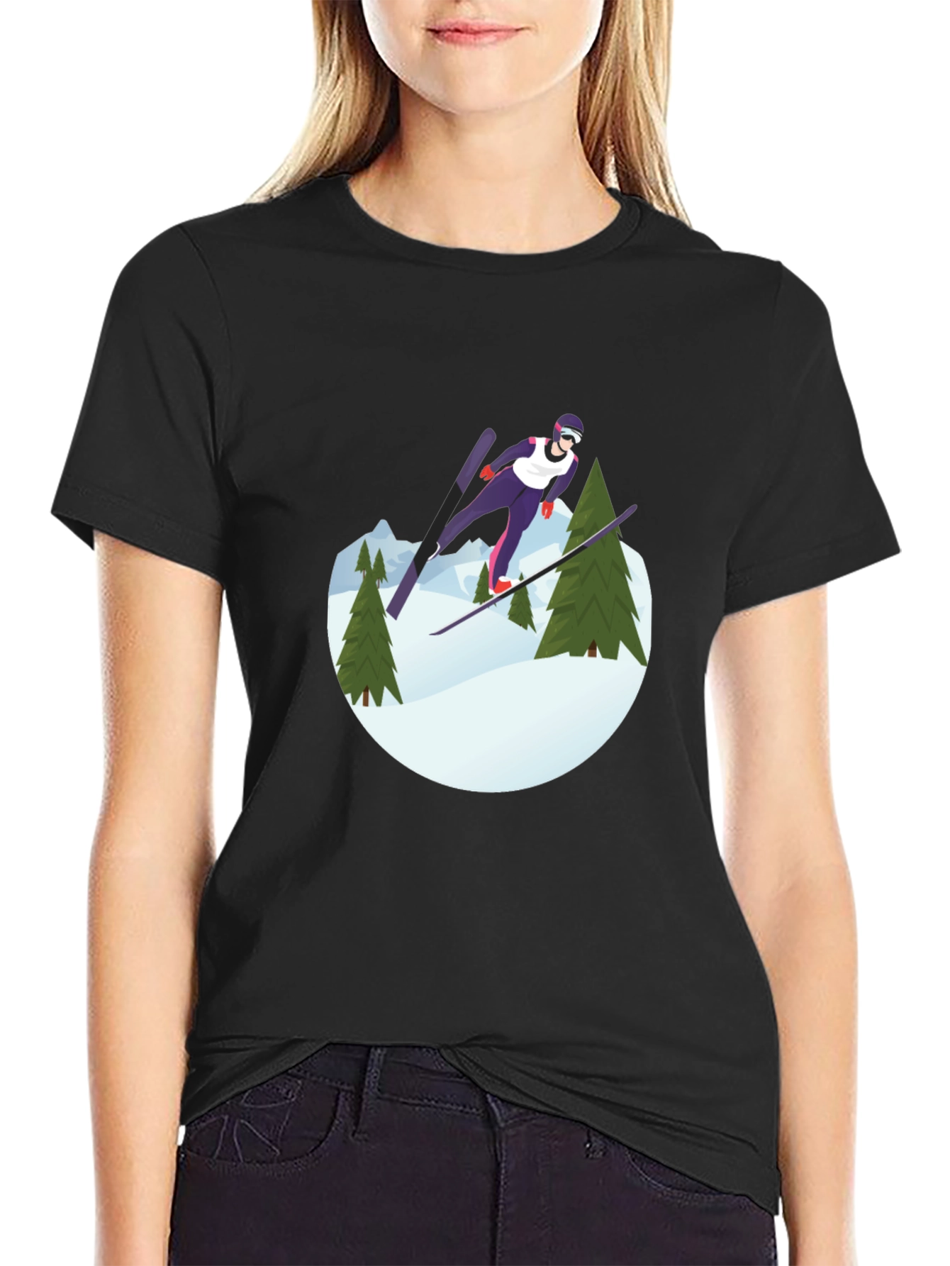 Ski Jumper Graphic Tee - Black Unisex Shirt