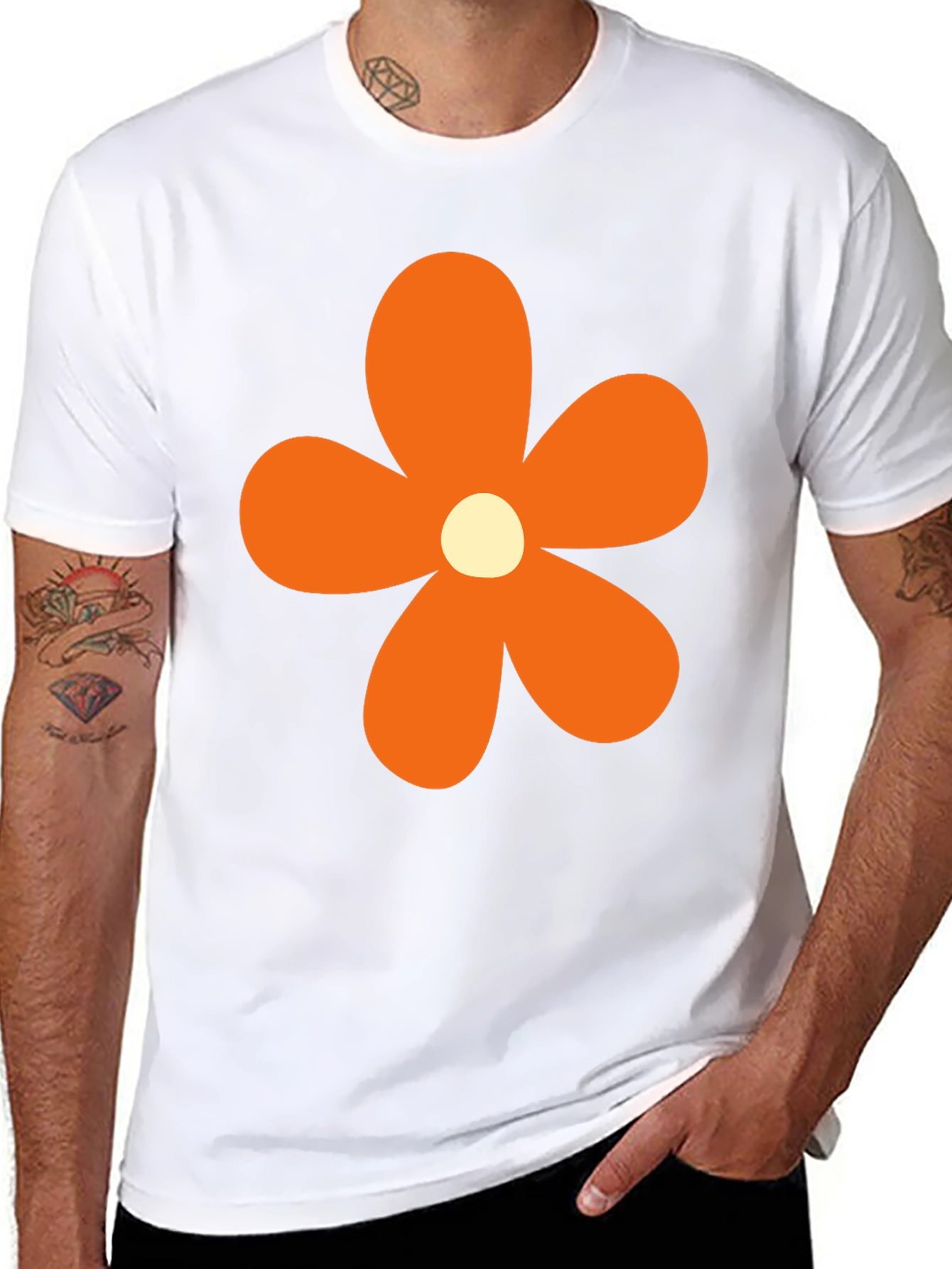 Retro Flower Power T-Shirt - Black