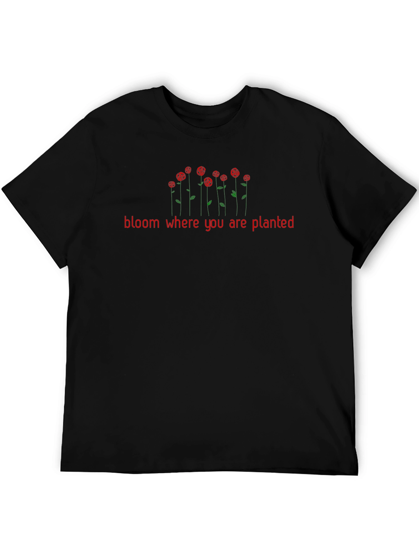 Bloom Where You Are Planted Black Tee