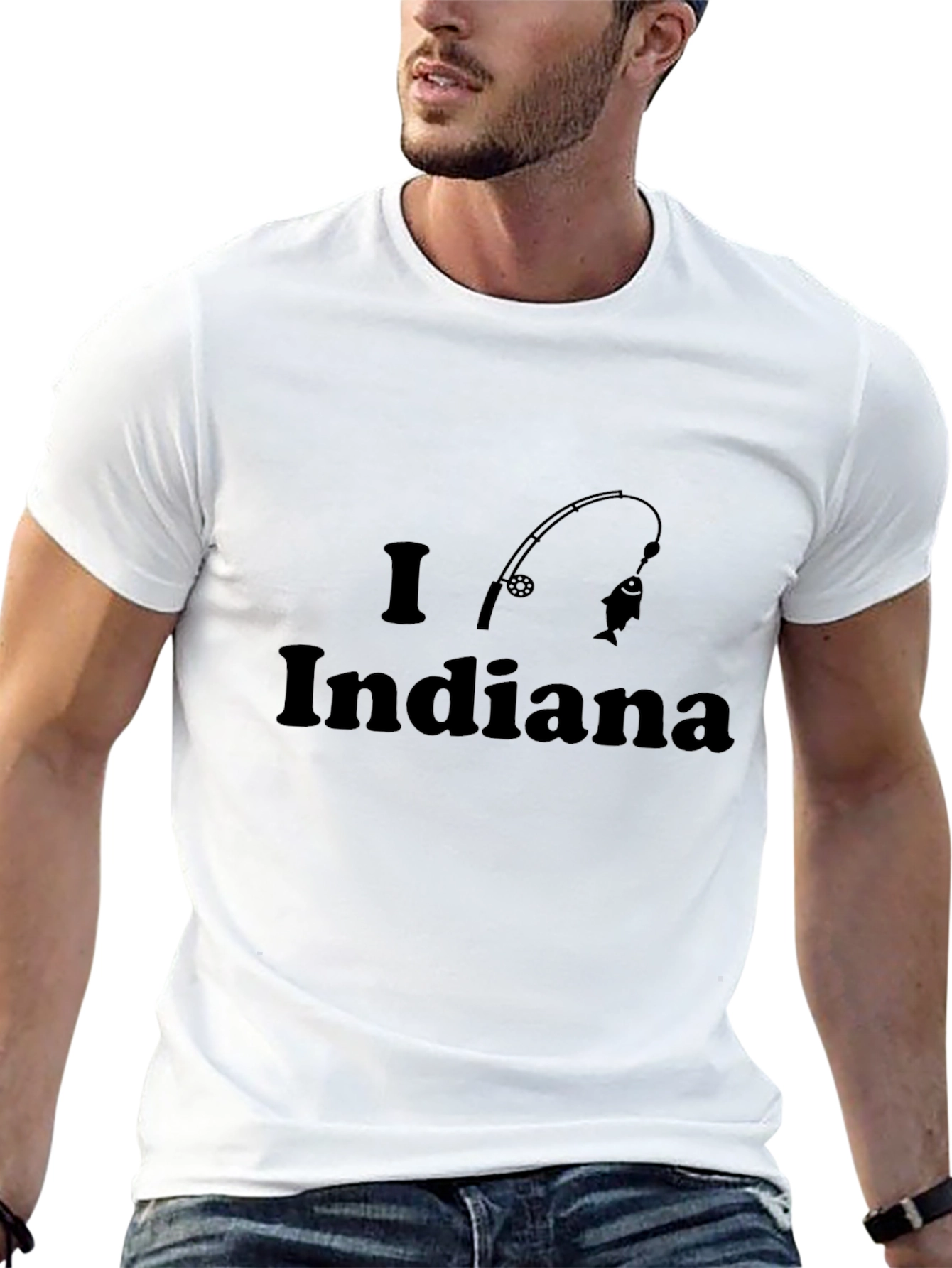 I Love Indiana Fishing Black T-Shirt