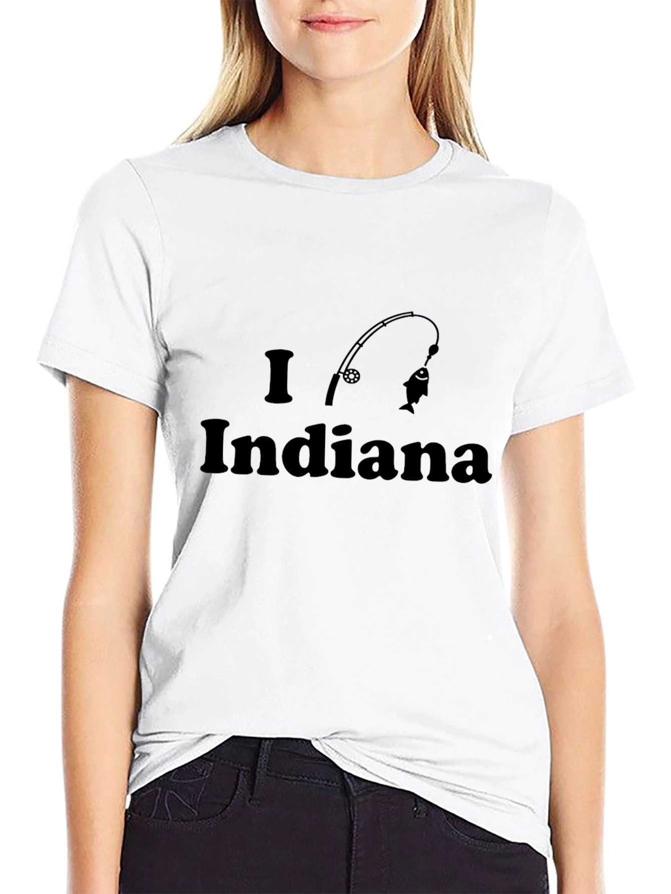 I Love Indiana Fishing Black T-Shirt