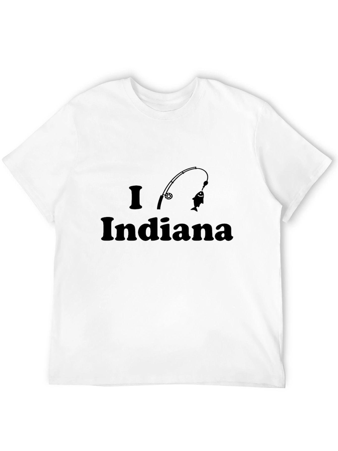I Love Indiana Fishing Black T-Shirt