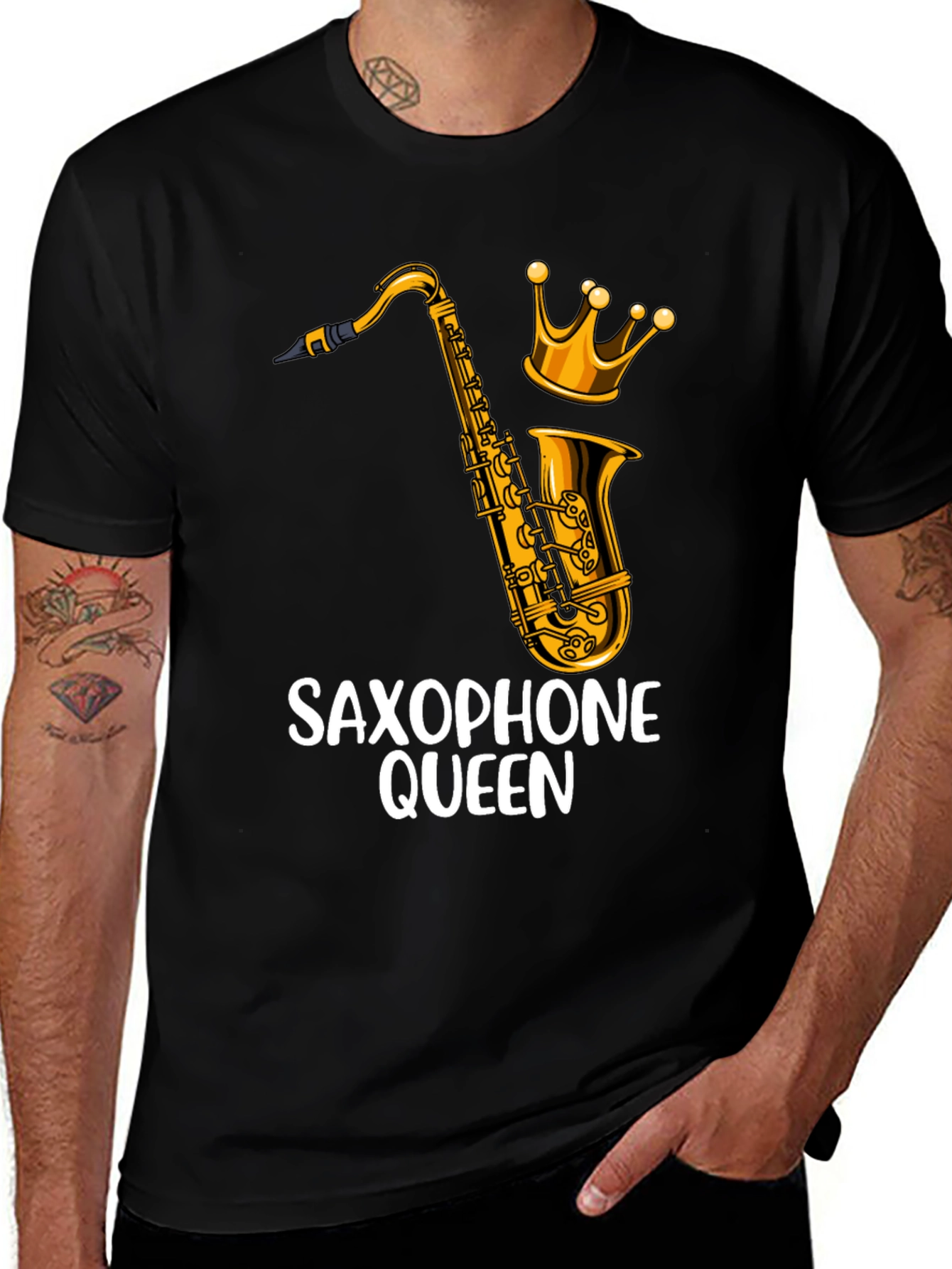 Saxophone Queen Graphic Tee - Music Lover Shirt