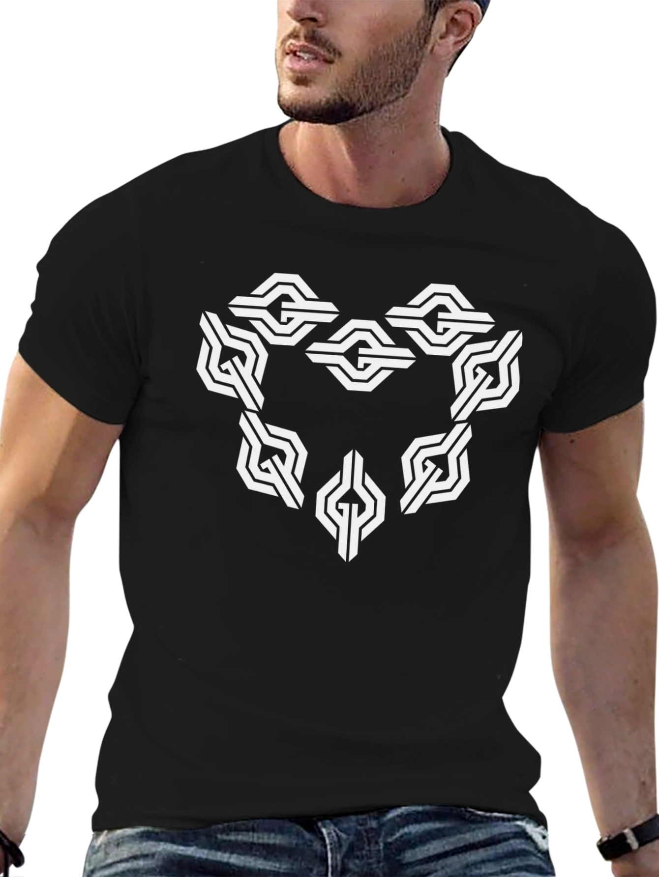 Geometric Knot Design Black T-Shirt