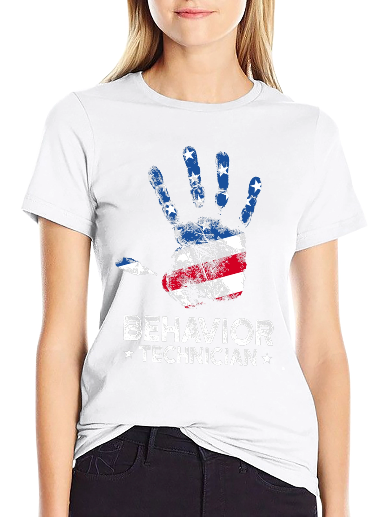 Behavior Technician American Flag Hand T-Shirt