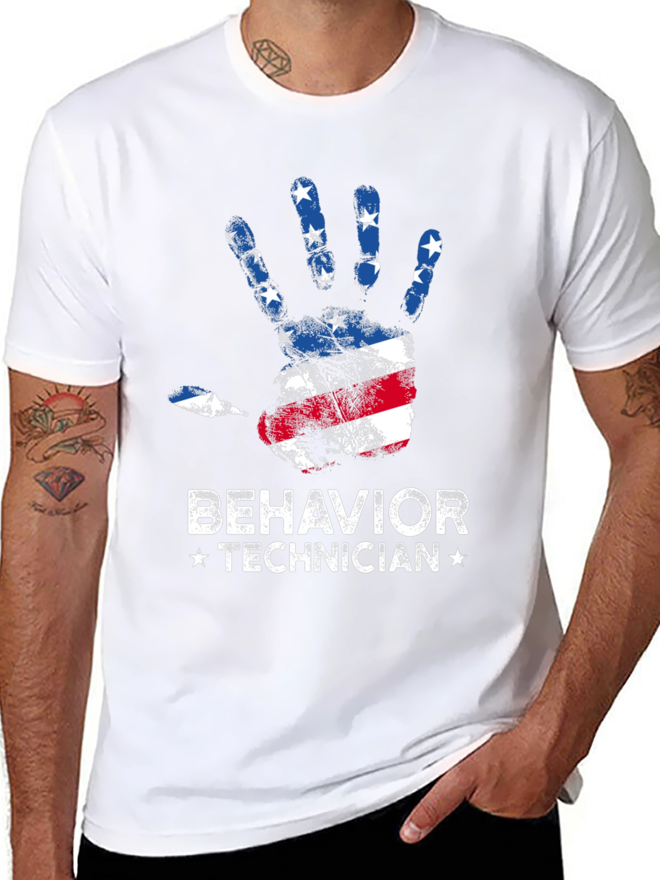 Behavior Technician American Flag Hand T-Shirt