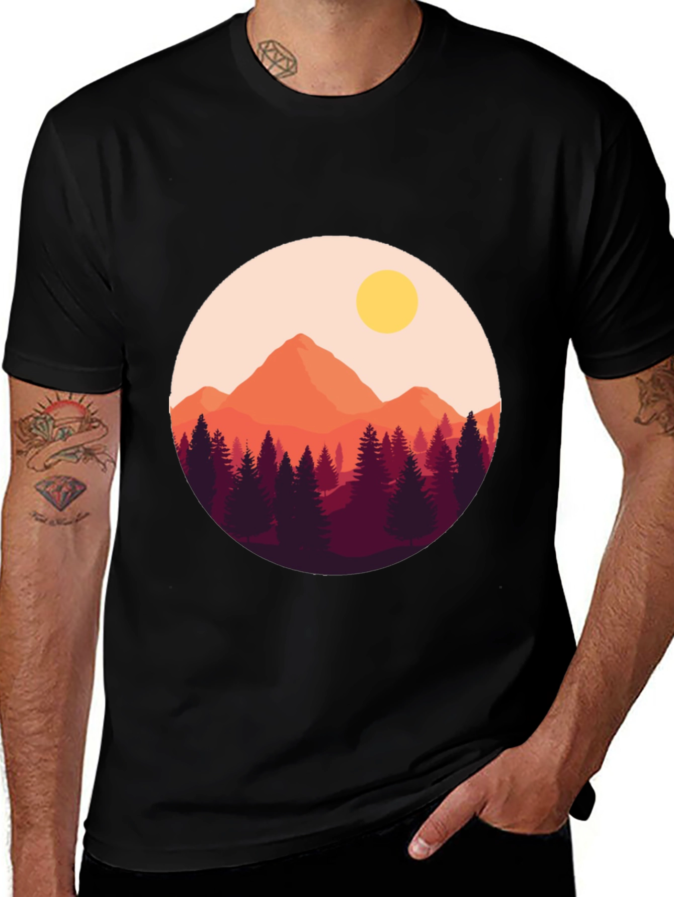 Mountain Sunset Graphic Tee - Nature Lovers T-Shirt
