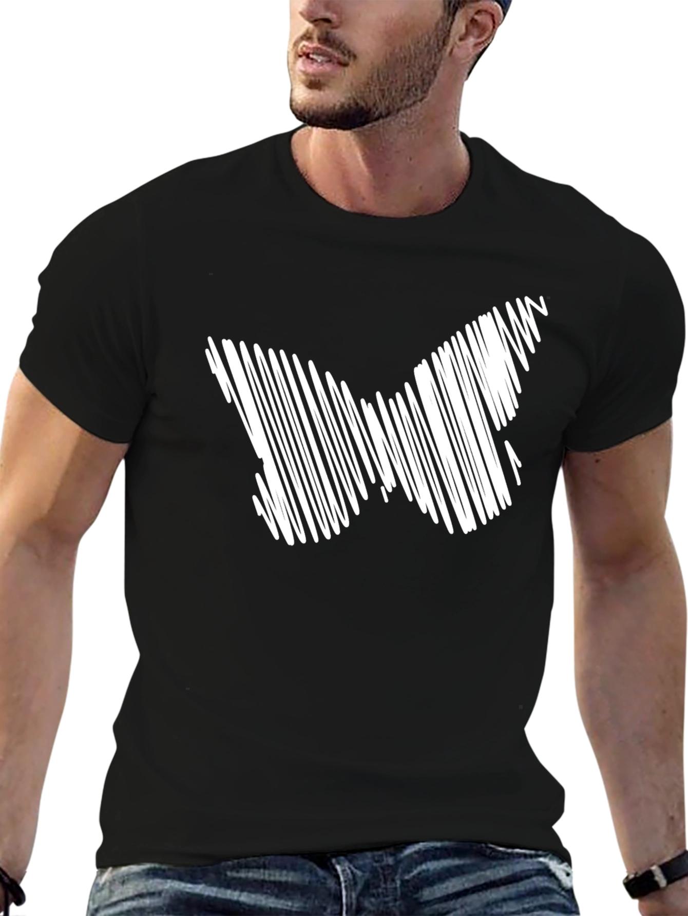 Abstract Butterfly Graphic Black T-Shirt