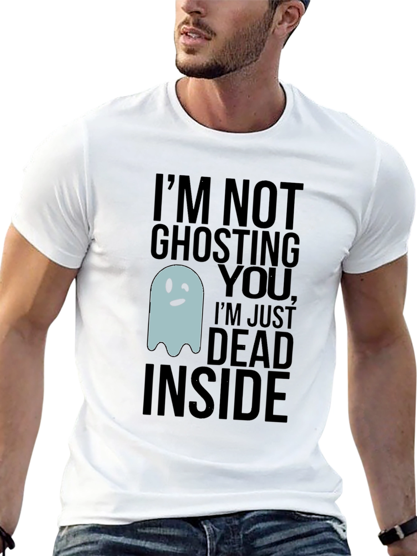 Funny Ghosting Dead Inside Graphic T-Shirt