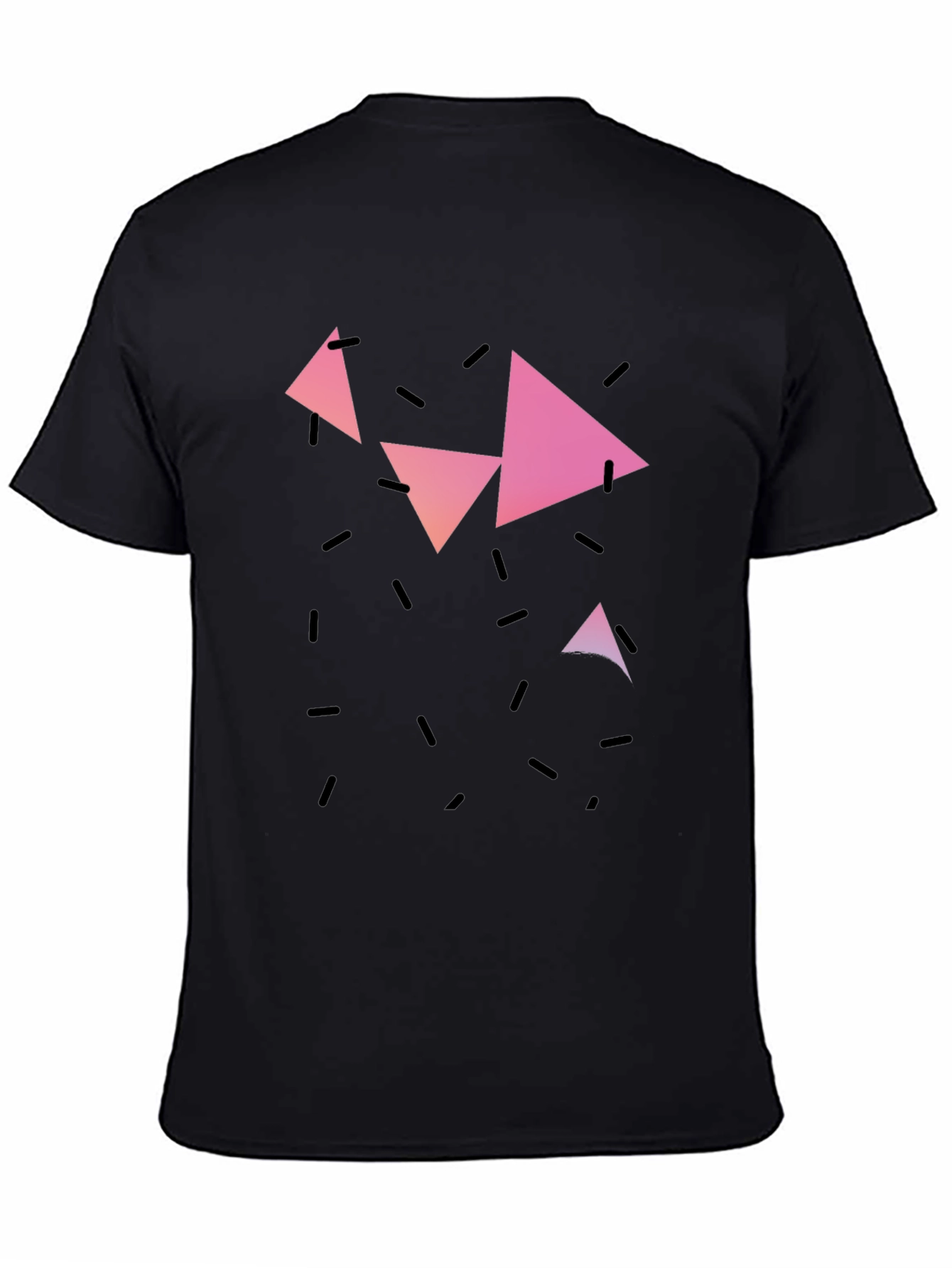 Geometric Triangle Print Black Casual T-Shirt