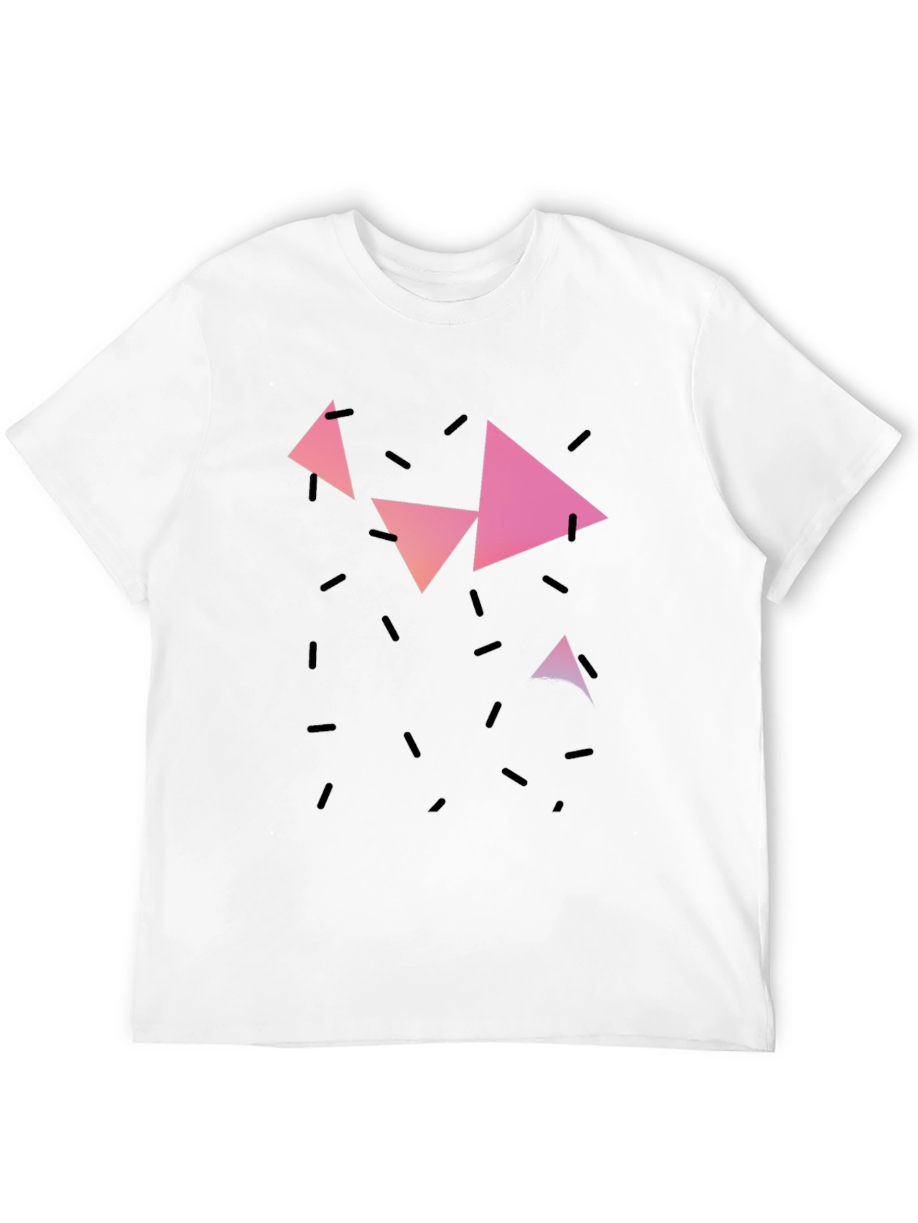 Geometric Triangle Print Black Casual T-Shirt