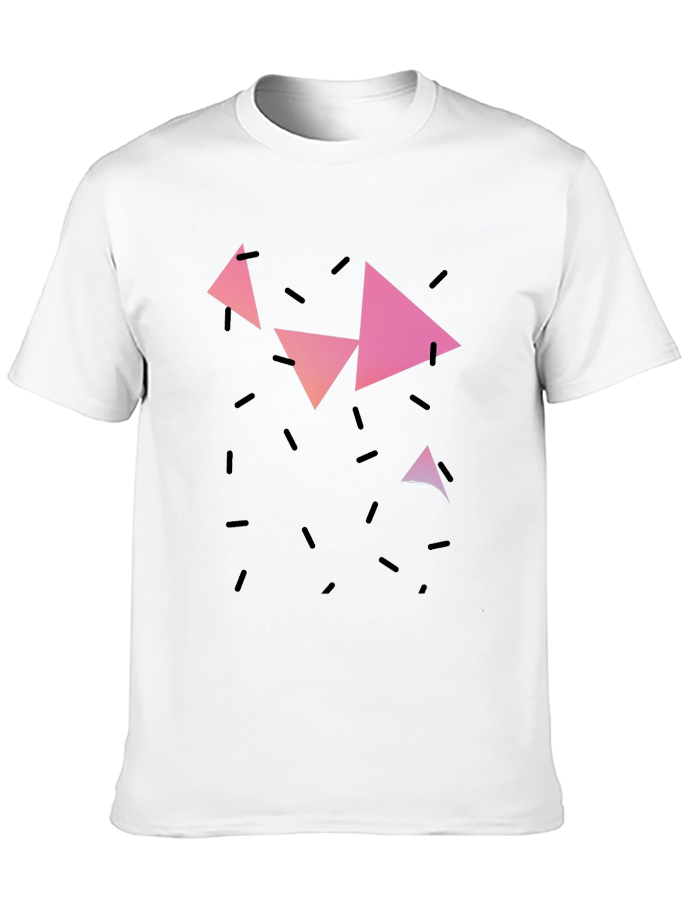 Geometric Triangle Print Black Casual T-Shirt